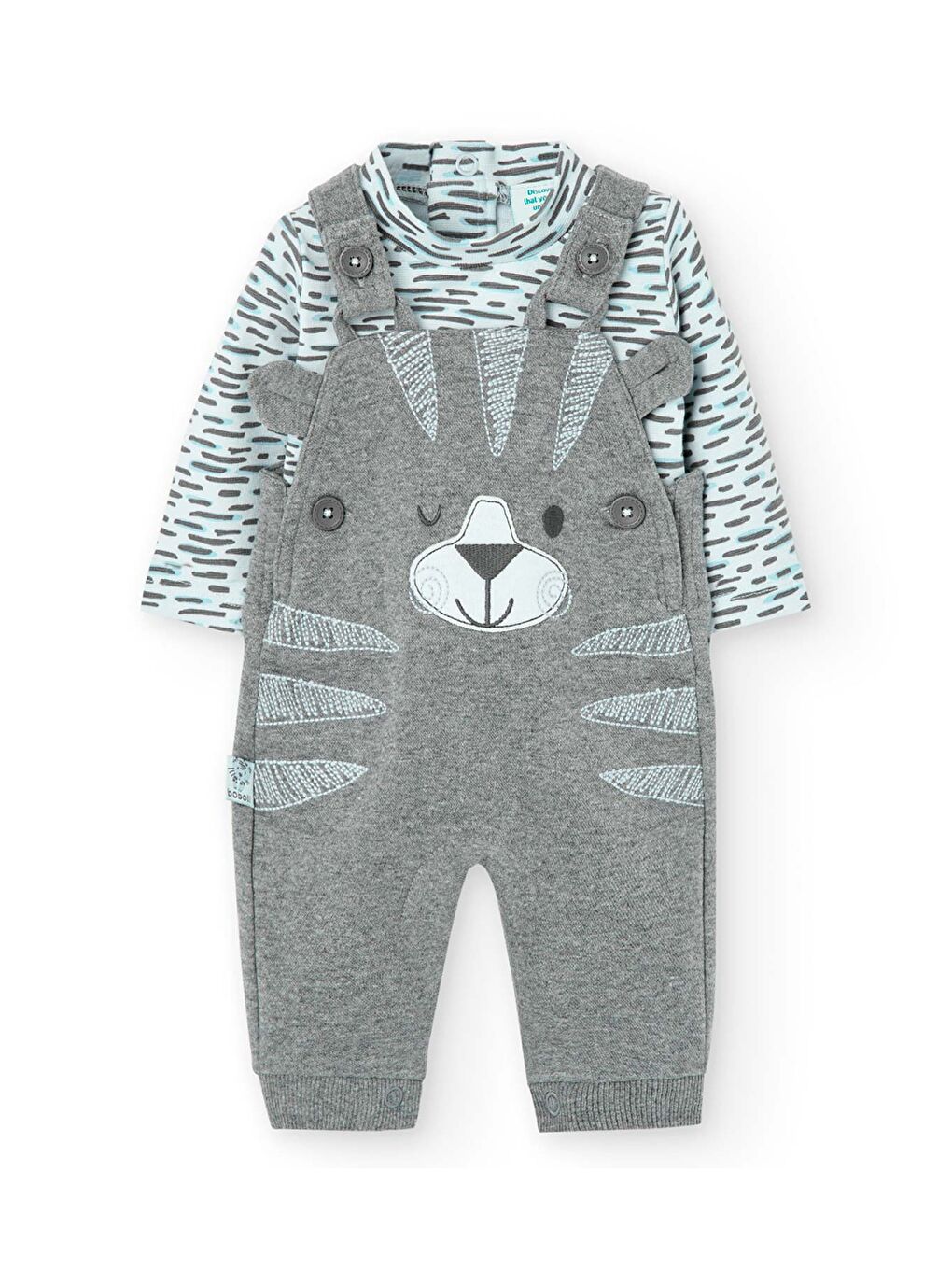 Gri Erkek Bebek 2Li Set Desenli