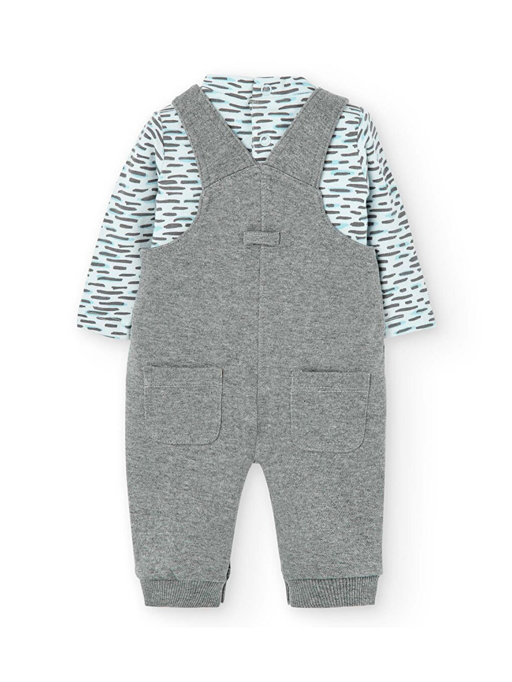 Gri Erkek Bebek 2Li Set Desenli-1