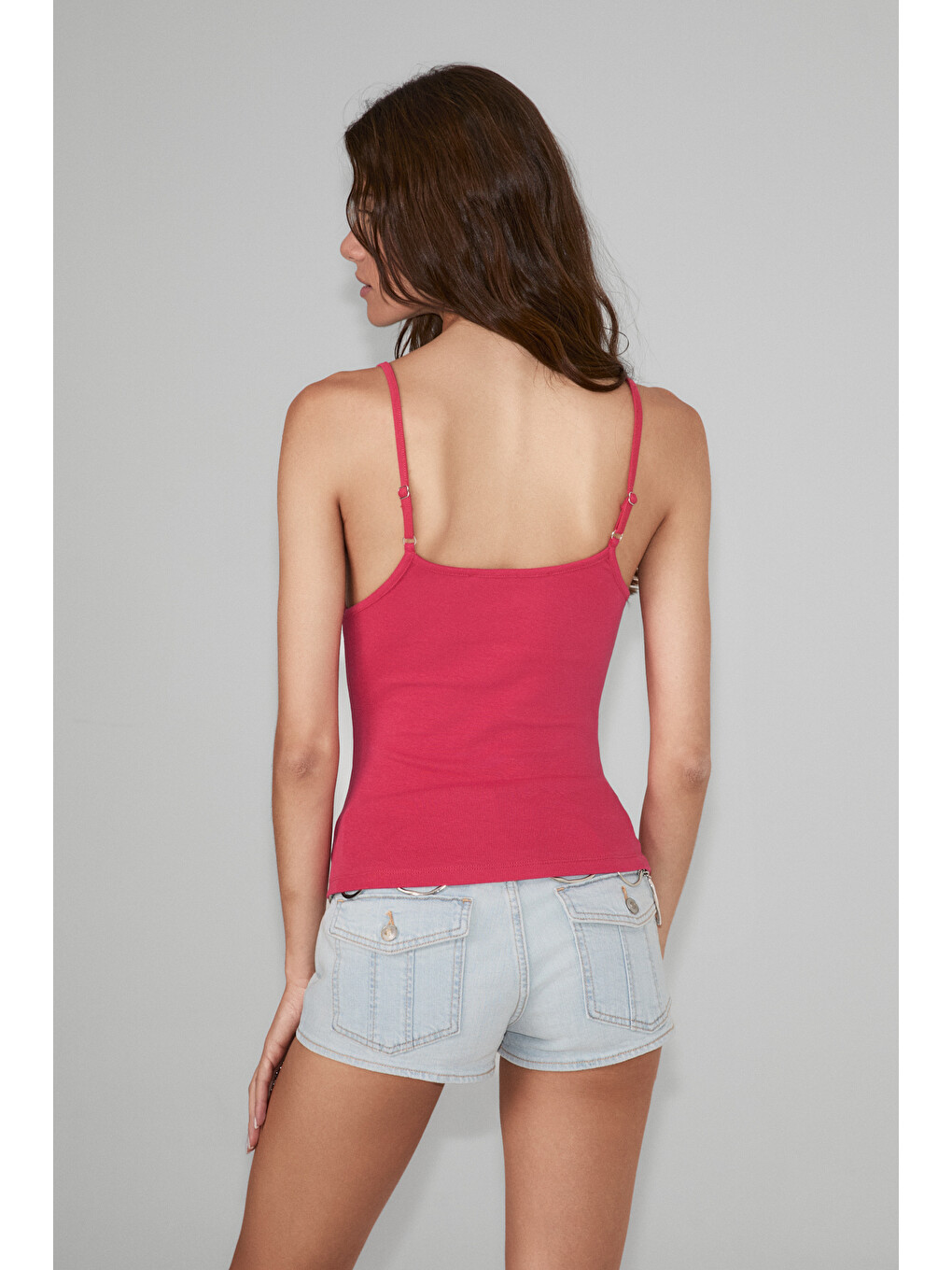 Lorea Kadın Yumuşak Ve Esnek Kumaşlı Baskı Ve Taş Detaylı Slim Fit Fuşya Atlet-4