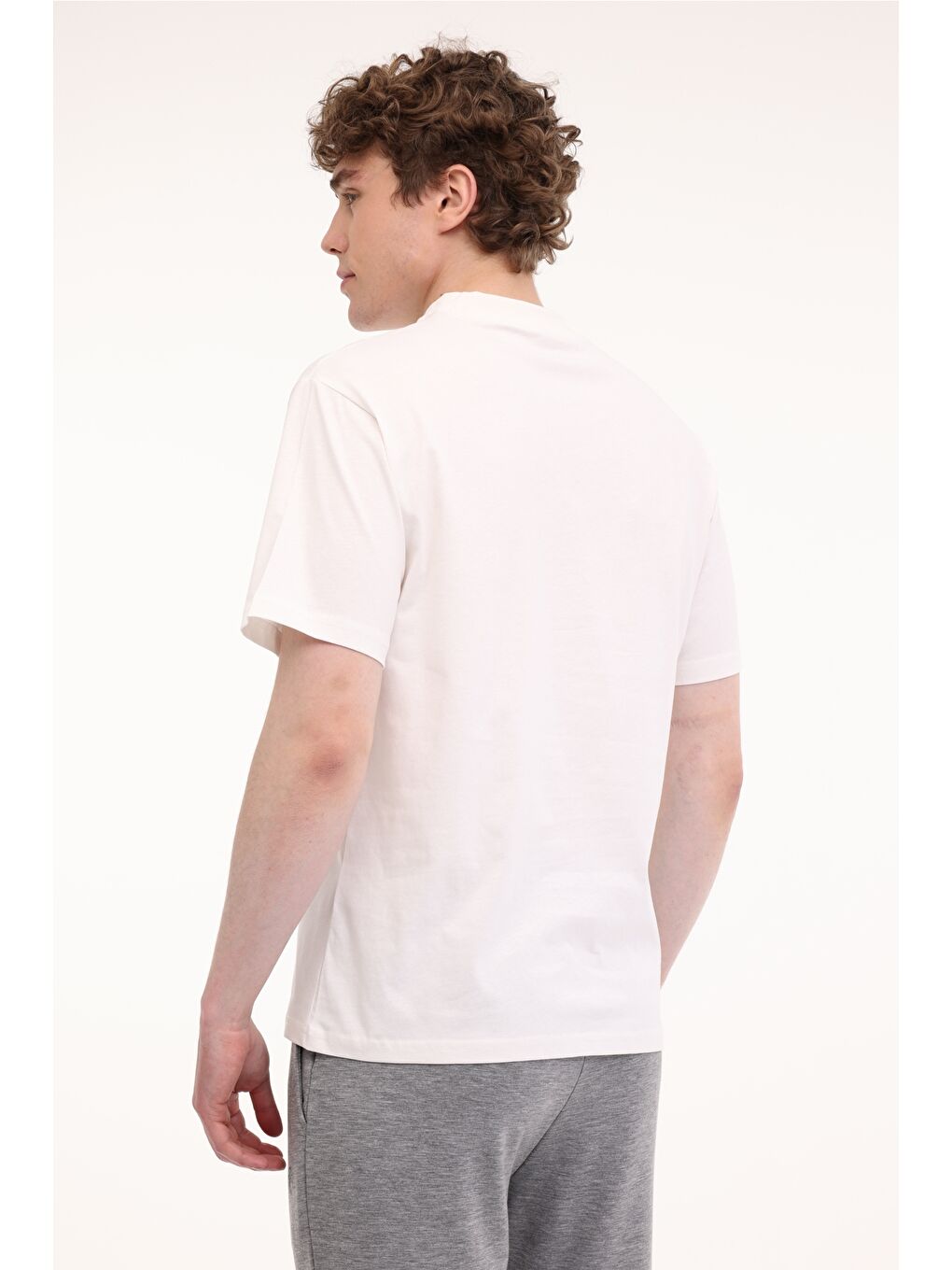 Bej ML ROGER 11OTD2-31 5FX Ekru Erkek Kısa Kol %100 Pamuk Tişört-1