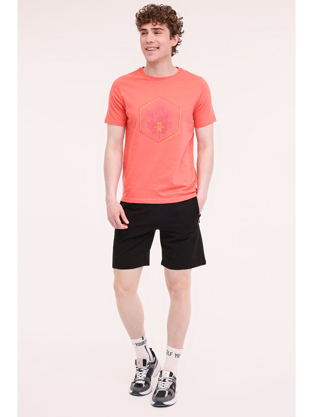 Kırmızı ML WOOD 11URB43-067 5PR Nar Çiçeği Erkek Kısa Kol T-Shirt-2