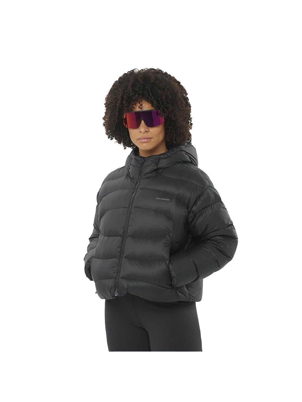 Outline Novelty Crop Down Kadın Siyah Outdoor Ceketi