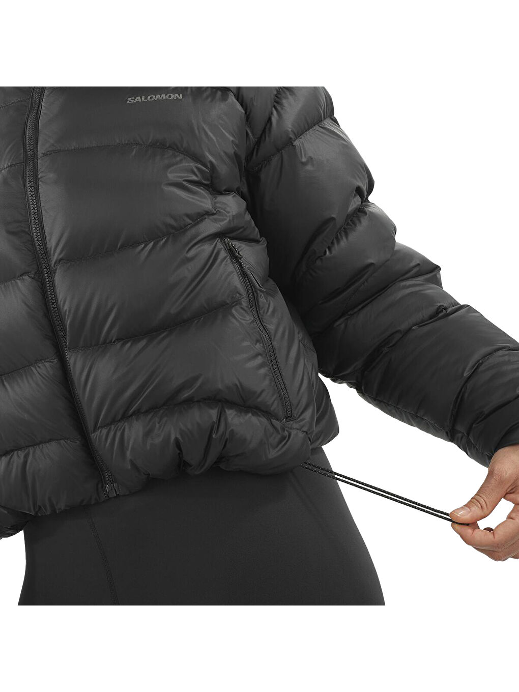 Outline Novelty Crop Down Kadın Siyah Outdoor Ceketi-4