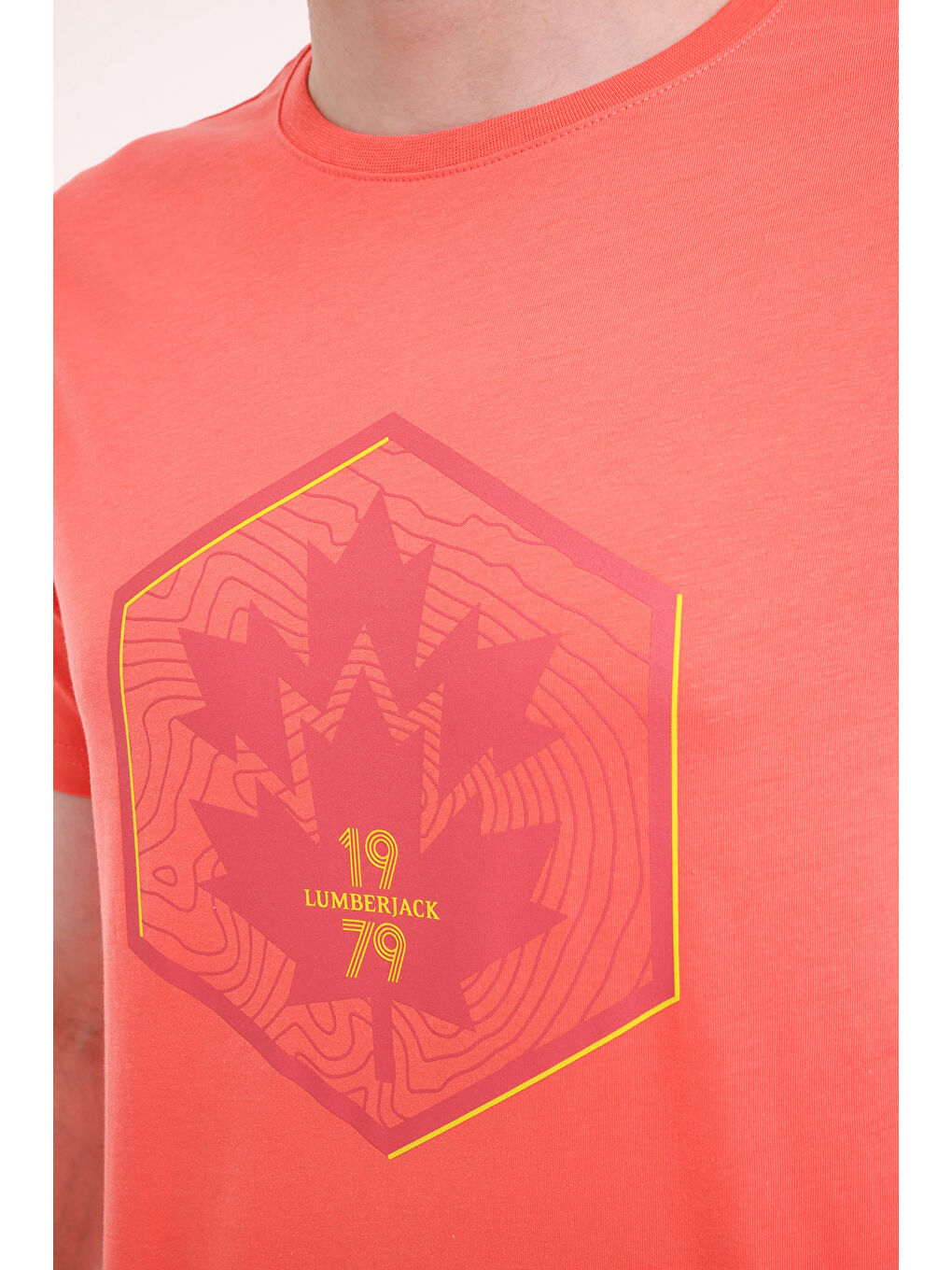 Kırmızı ML WOOD 11URB43-067 5PR Nar Çiçeği Erkek Kısa Kol T-Shirt-3