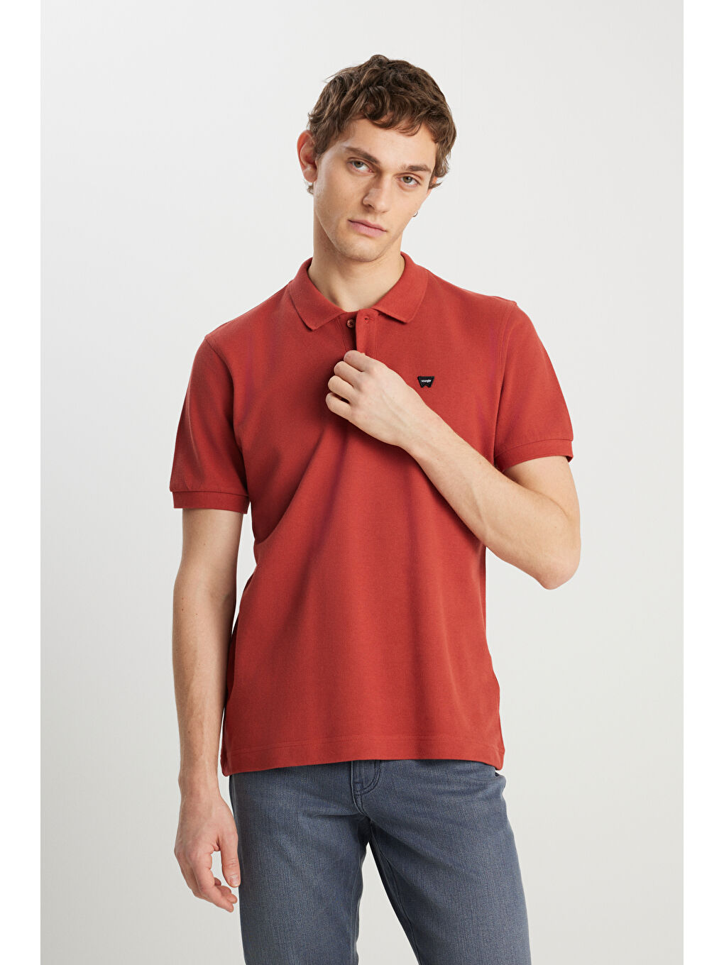 Bordo %100 Pamuk Regular Fit Normal Kesim Kiremit Rengi Polo Yaka Tişört