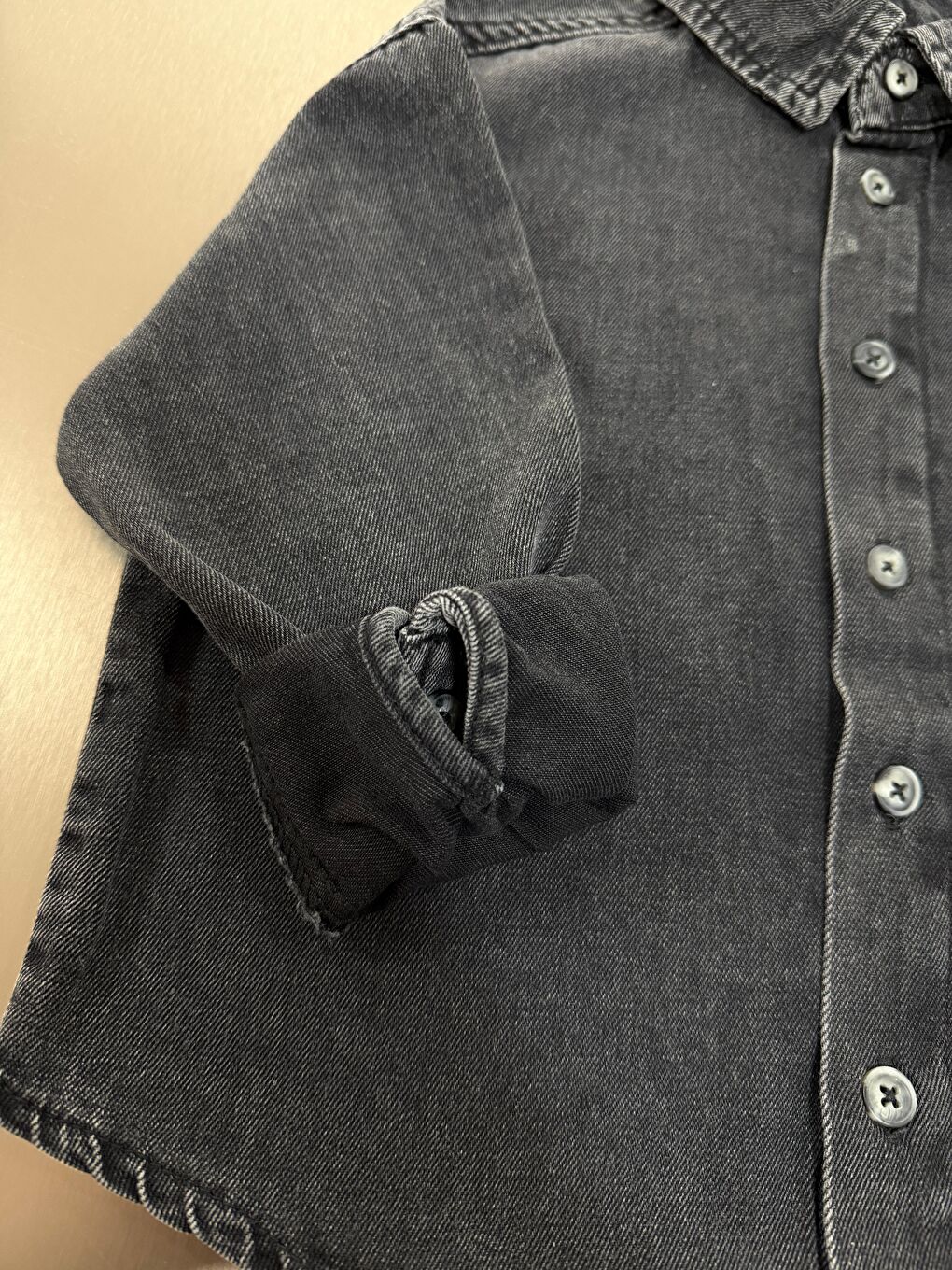 Erkek Çocuk Pamuklu Oversize Antrasit Düğmeli Gömlek-2