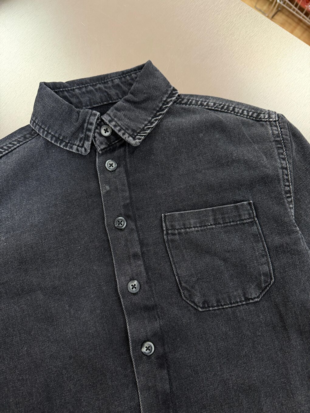 Erkek Çocuk Pamuklu Oversize Antrasit Düğmeli Gömlek-3
