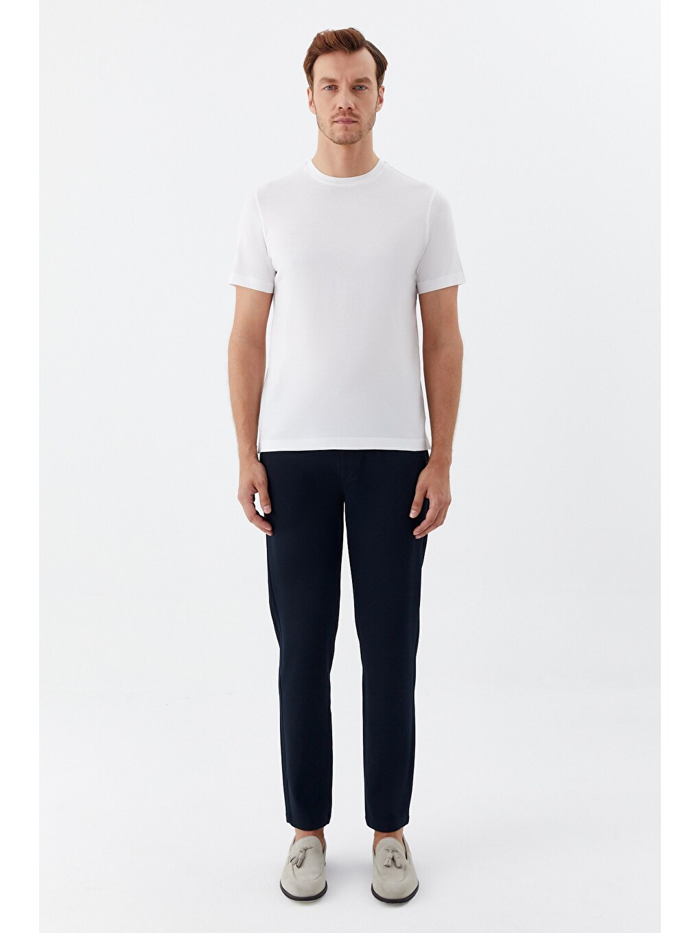 Bisiklet Yaka Basic Erkek T-shirt Beyaz
