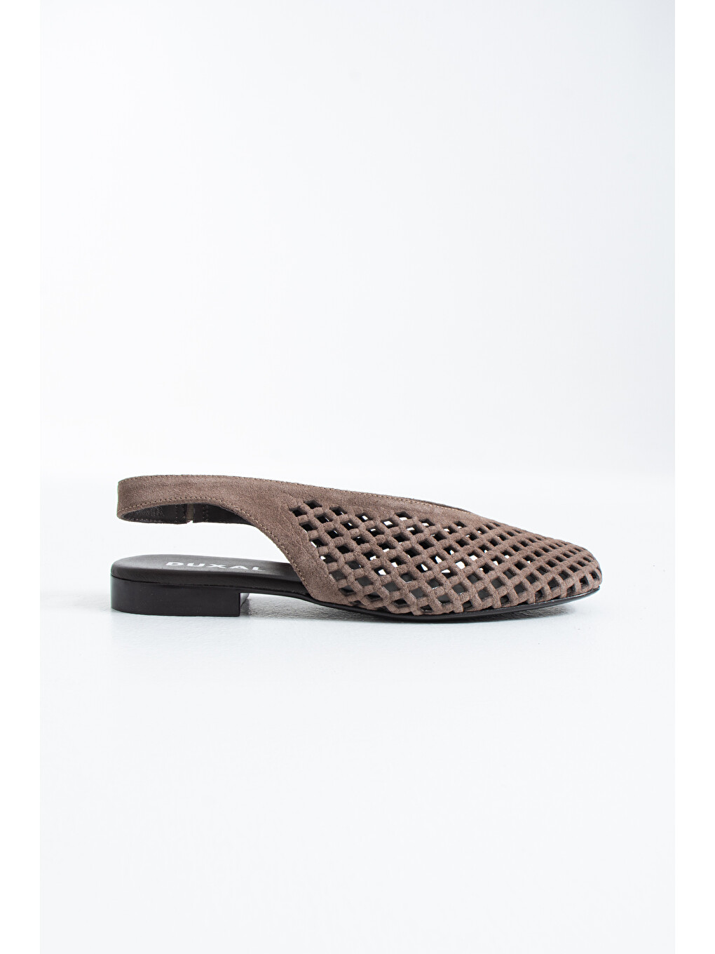 Bej Flavia Hakiki Deri Lazer Kesim Örgü Desenli Slingback Kadın Sandalet Babet-3