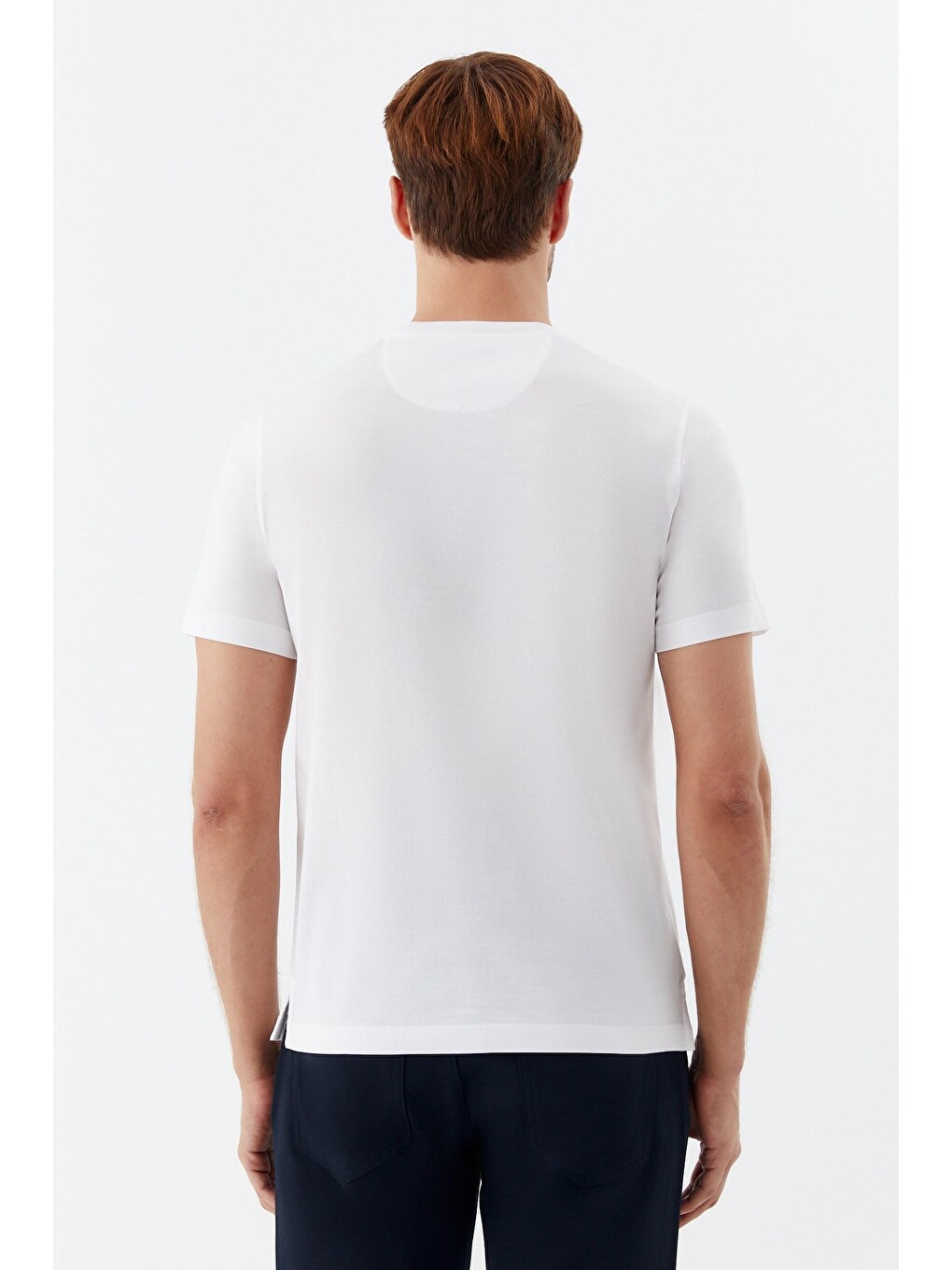Bisiklet Yaka Basic Erkek T-shirt Beyaz-4
