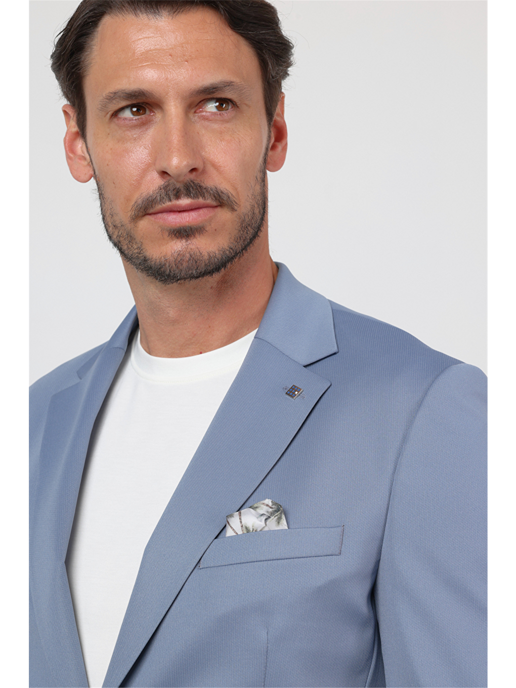 Mavi Kendinden Desenli Mono Yaka 6 Drop Slim Fit Takım Elbise 1001260165-5