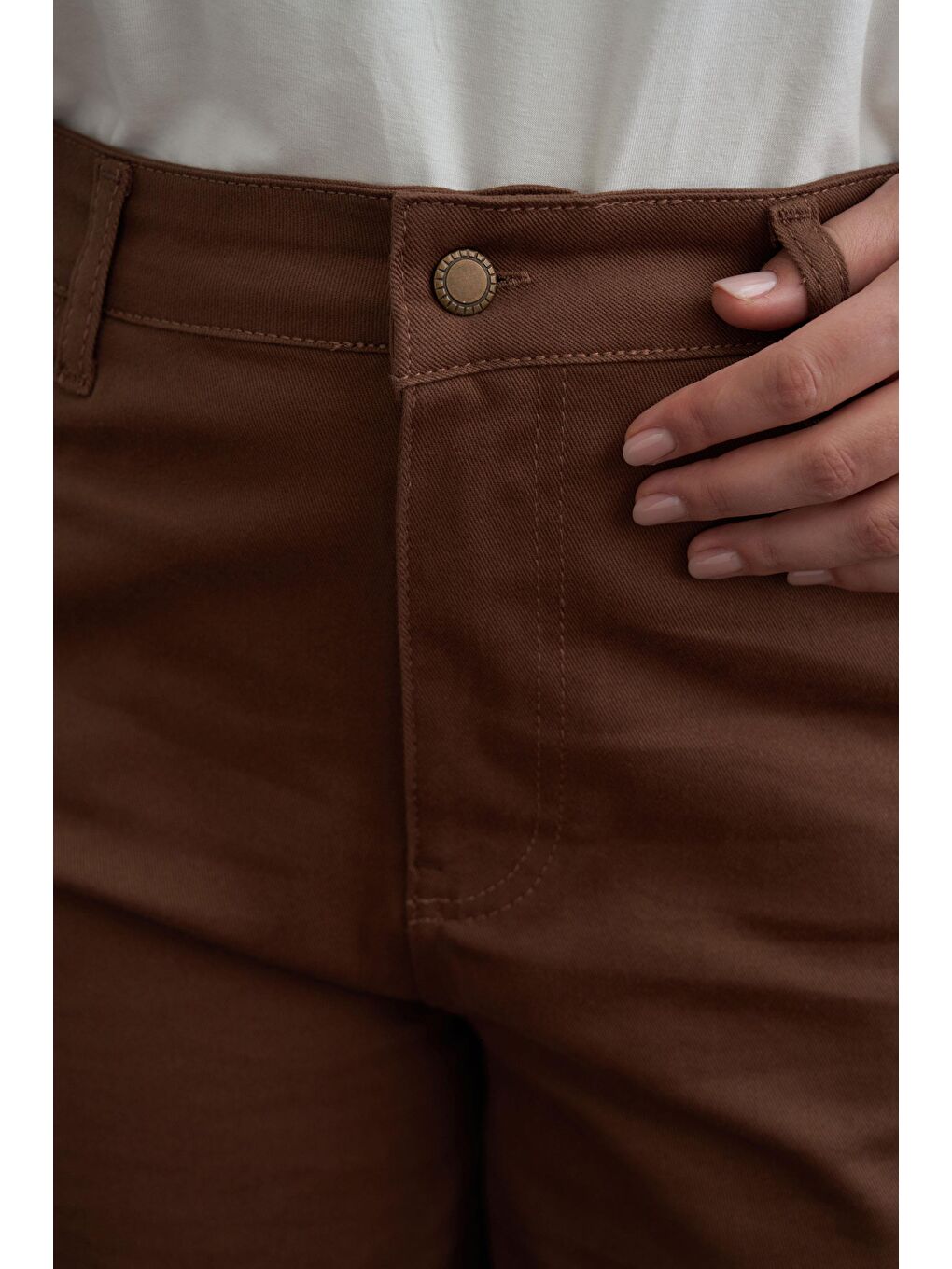 Kahverengi Kahve-Boru Paça Büyük Beden Gabardin Pantolon-3