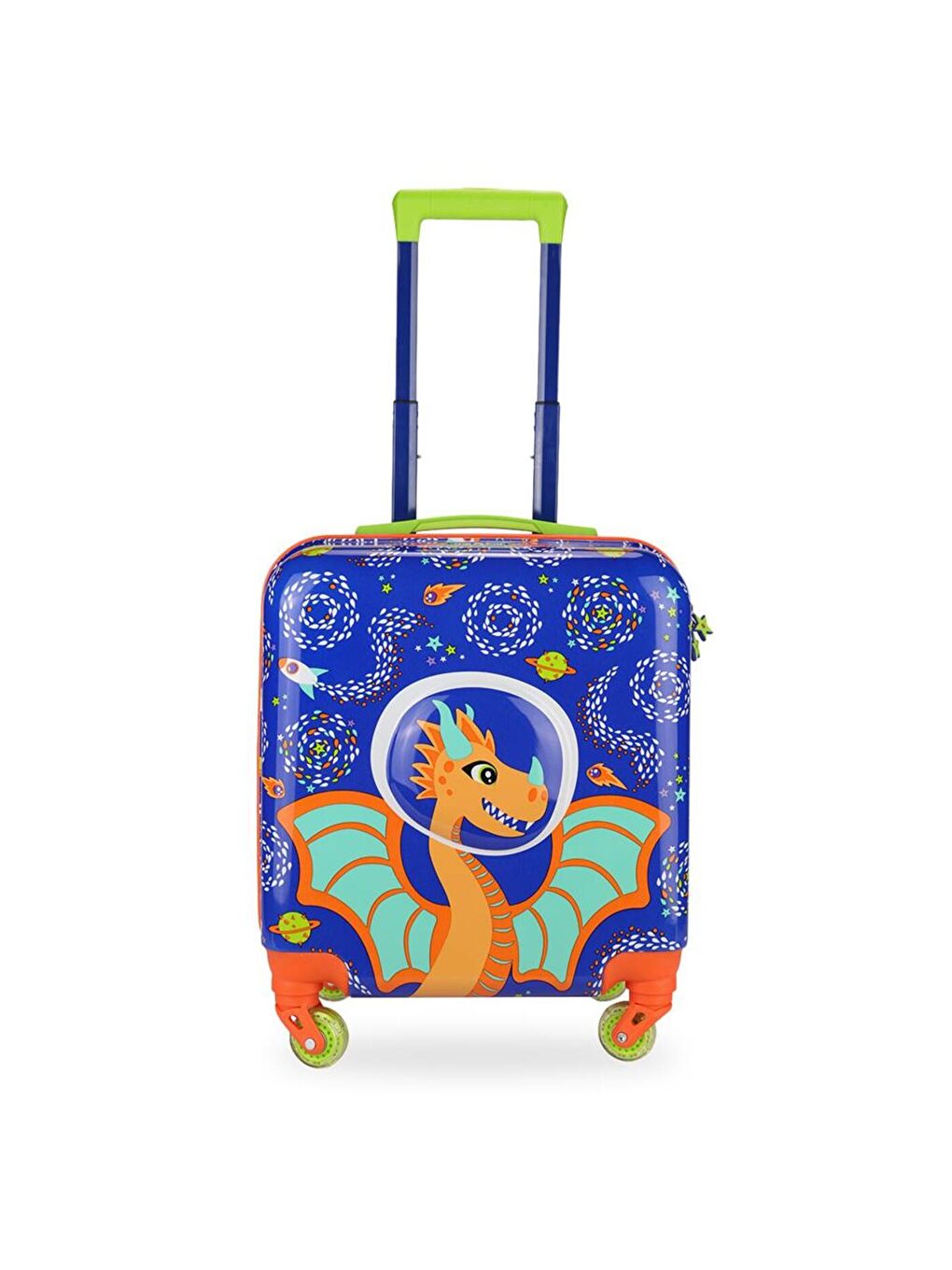 Karışık Renkli Işıklı Tekerlekli Çekçekli Çocuk Valiz 3d Ponix Tasarımlı