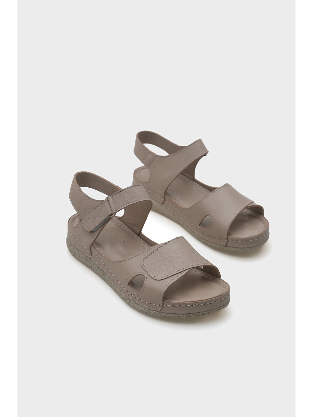 Bej Emily Deri Konfor Anatomik Kadın Sandalet-1