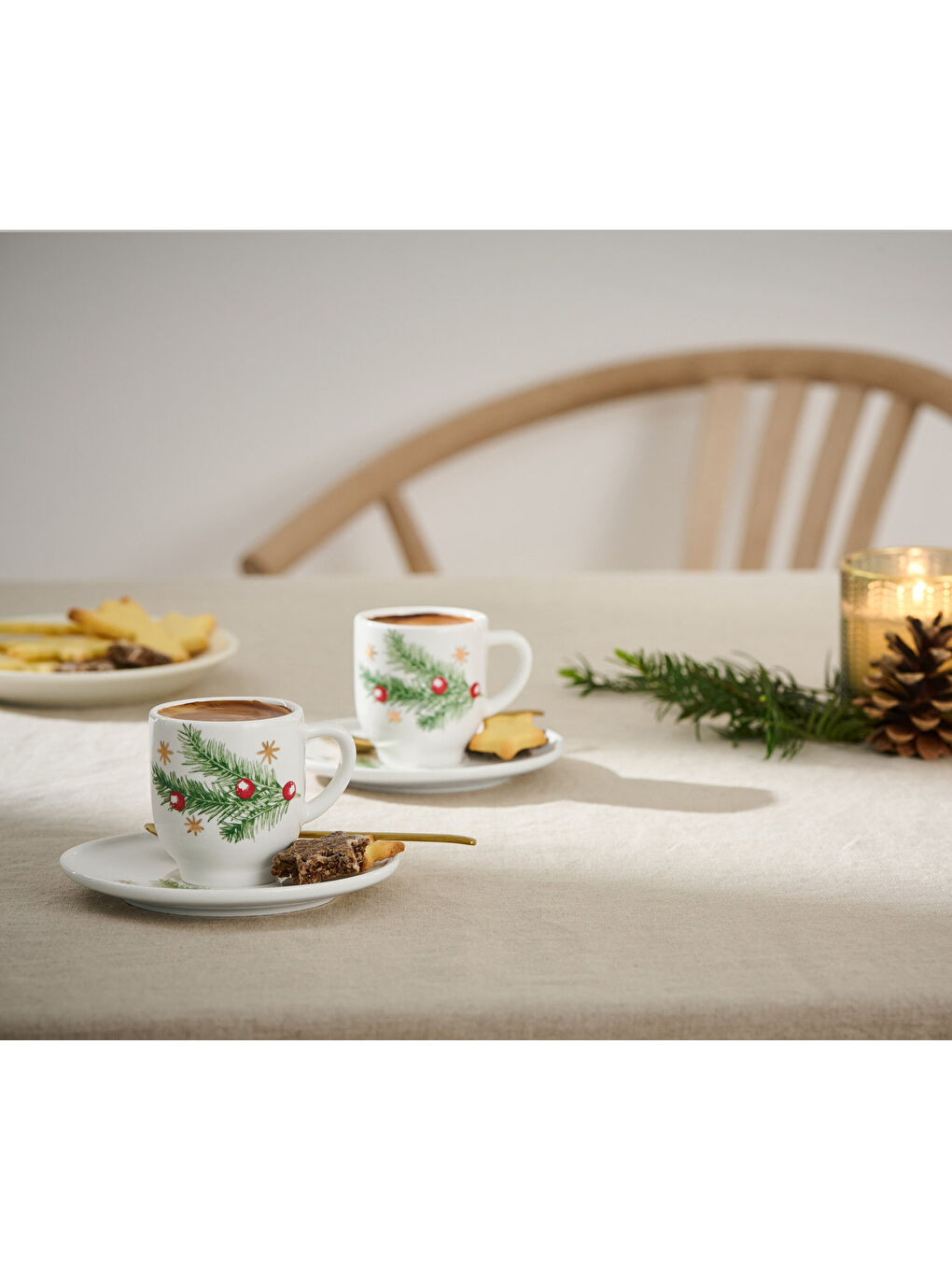 Beyaz Espresso Fincanı, 2 Adet, Noel