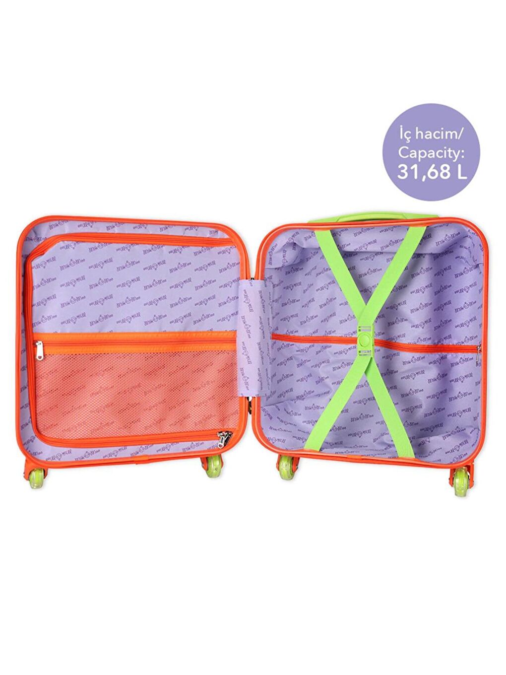 Karışık Renkli Işıklı Tekerlekli Çekçekli Çocuk Valiz 3d Ponix Tasarımlı-1