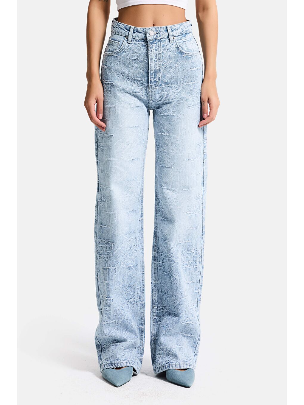 Mavi Kadın Ice Jean Rengi 4s6-3 Straight Fit Yüksek Bel Özel Kumaş Tasarım Denim Jean-5