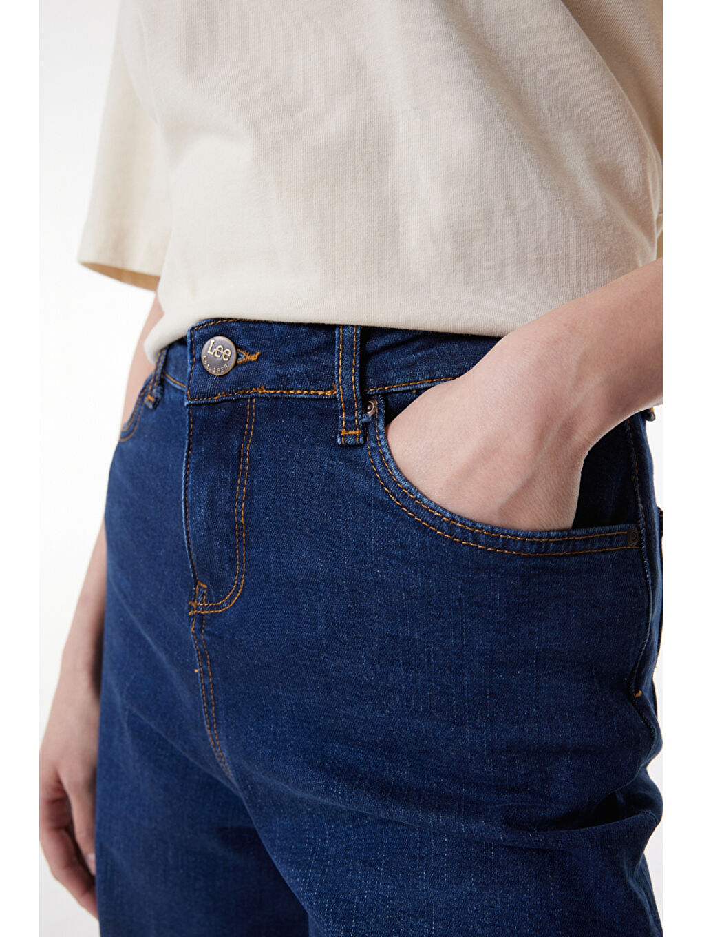 Regular Fit Normal Kesim Yüksek Bel Koyu Mavi Esnek Stella A Line Jean Denim Jean Pantolon-2