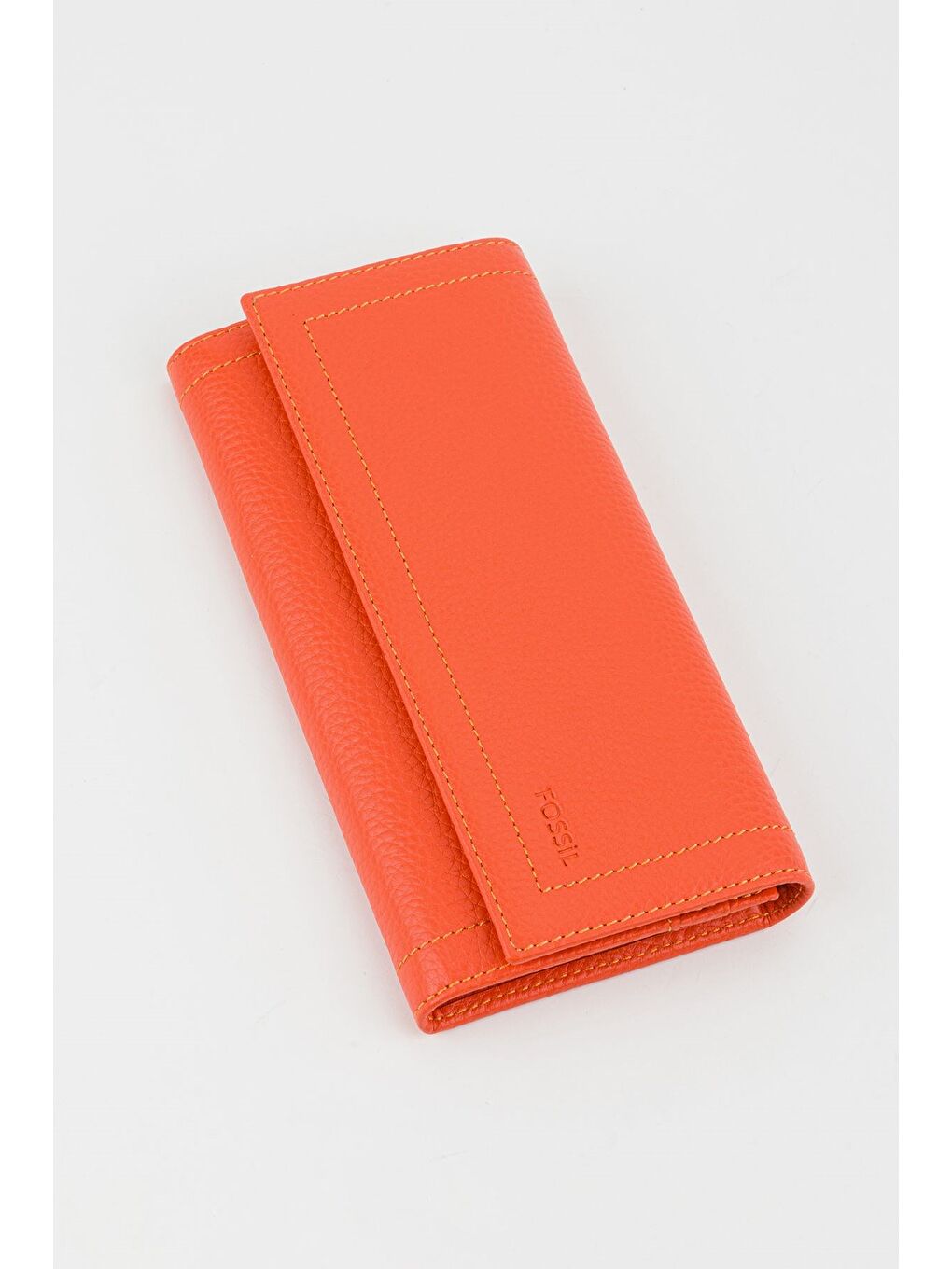Turuncu Kutulu Hakiki Deri Kadın El Portföyü Uzun Cüzdan-2