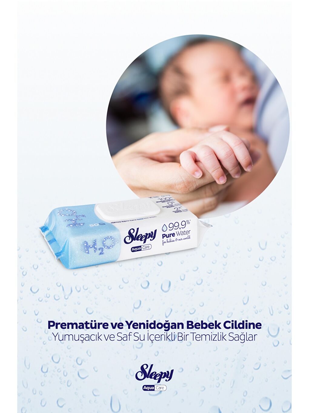 AquaCare H2O Yenidoğan Islak Bebek Havlusu 2x50-3