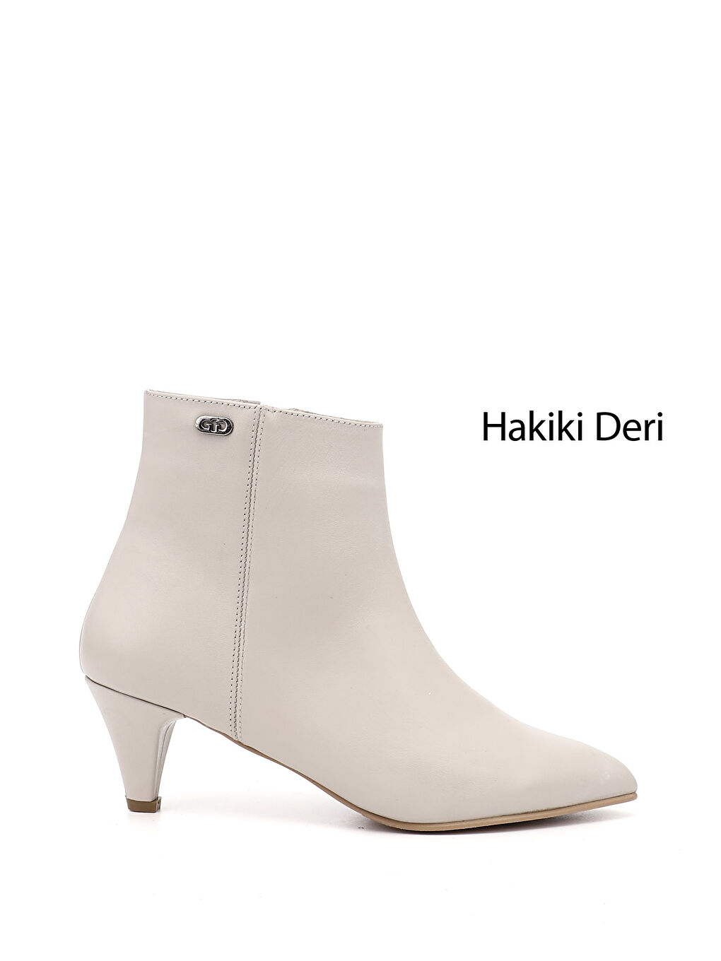 Bej Kadın YENİ BEJ Fermuarlı Sivri Burun Hakiki Deri Bot