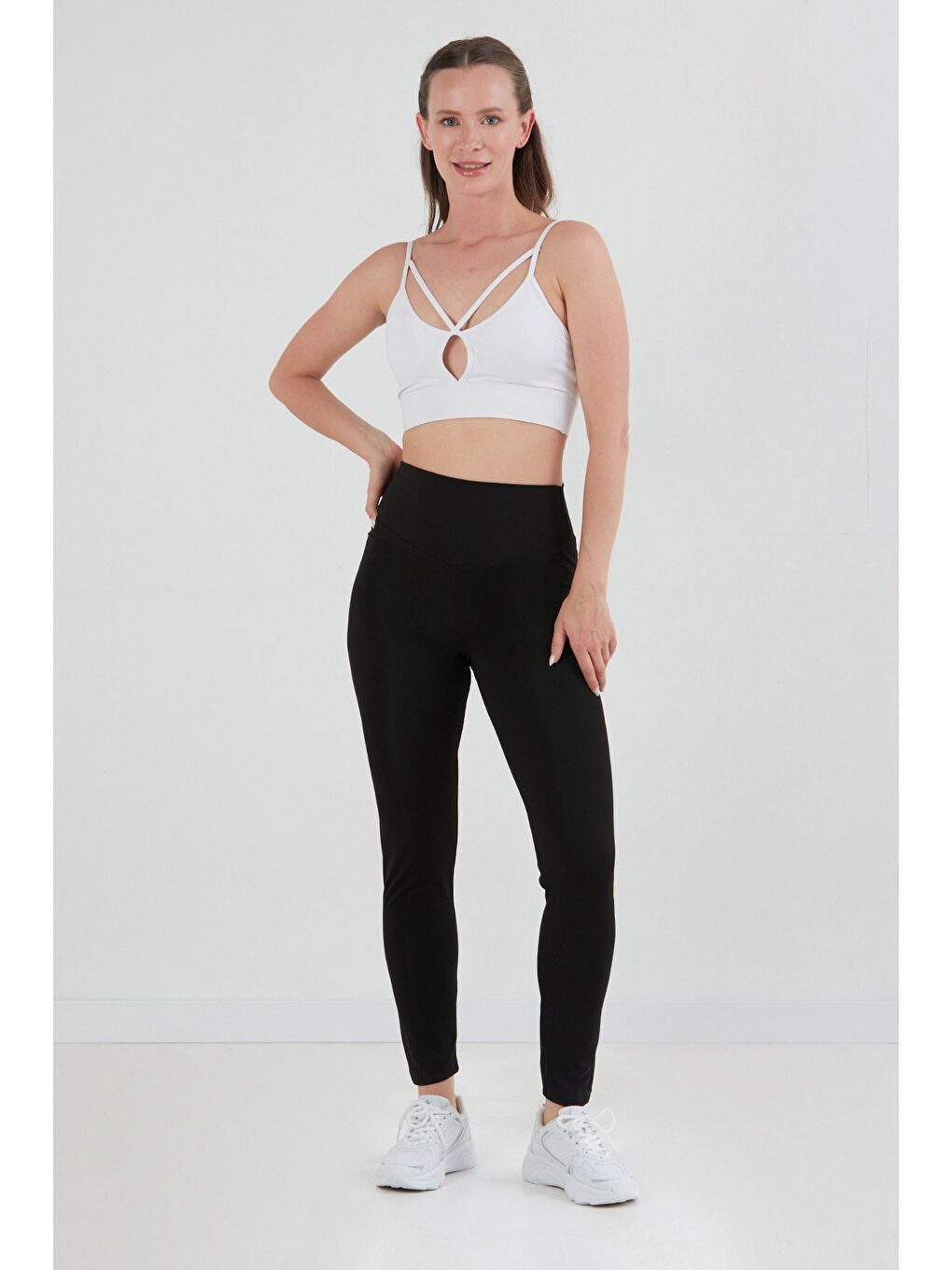 Siyah Büyük Beden Active Yazı Baskılı Tayt