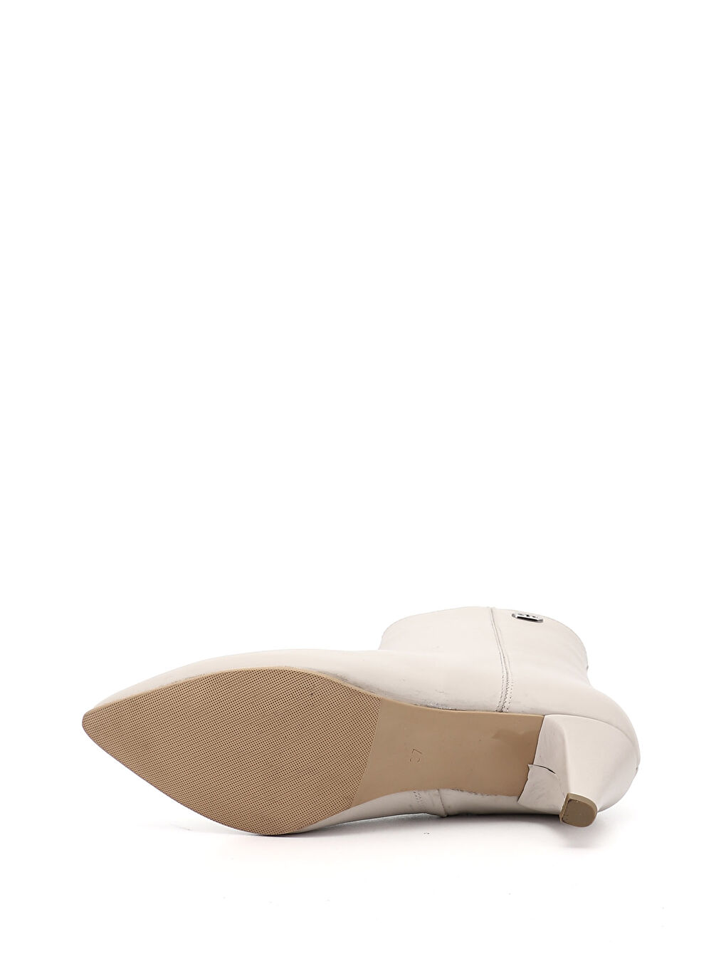 Bej Kadın YENİ BEJ Fermuarlı Sivri Burun Hakiki Deri Bot-3