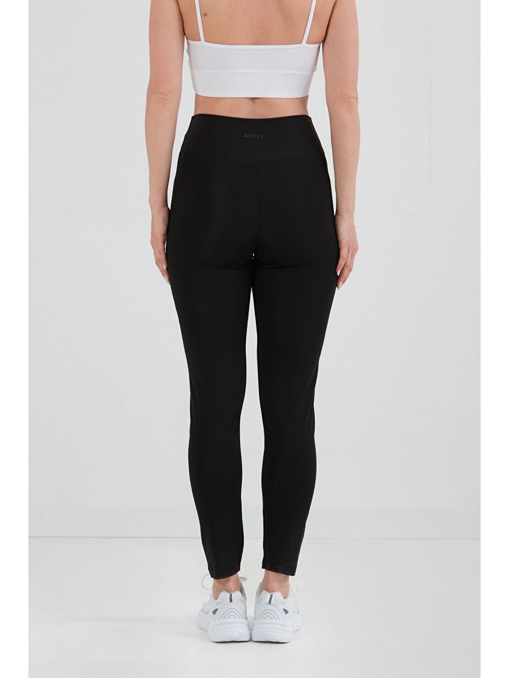 Siyah Büyük Beden Active Yazı Baskılı Tayt-3