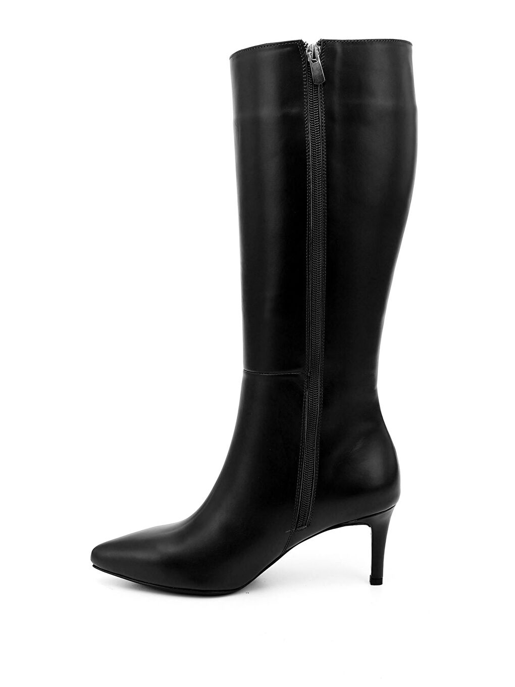 Siyah Kadın AÇIK SİYAH Platinum Fermuarlı İnce Topuklu Hakiki Deri Çizme-2