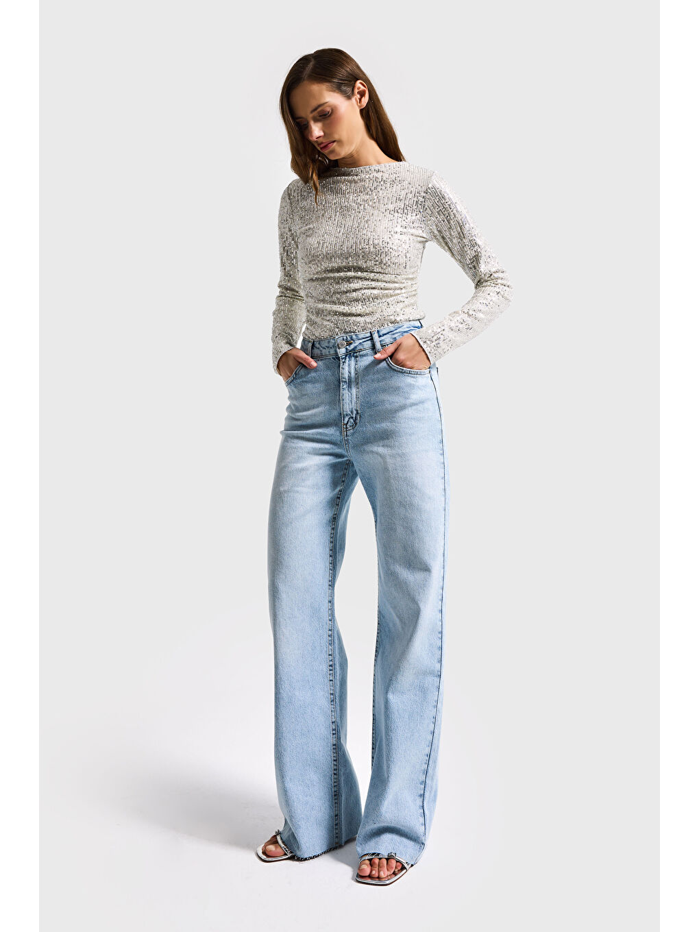 Mavi Kadın Ice 4s6-3 Straight Fit Yüksek Bel Elastan Kumaş Paça Dikişsiz Denim Jean-4