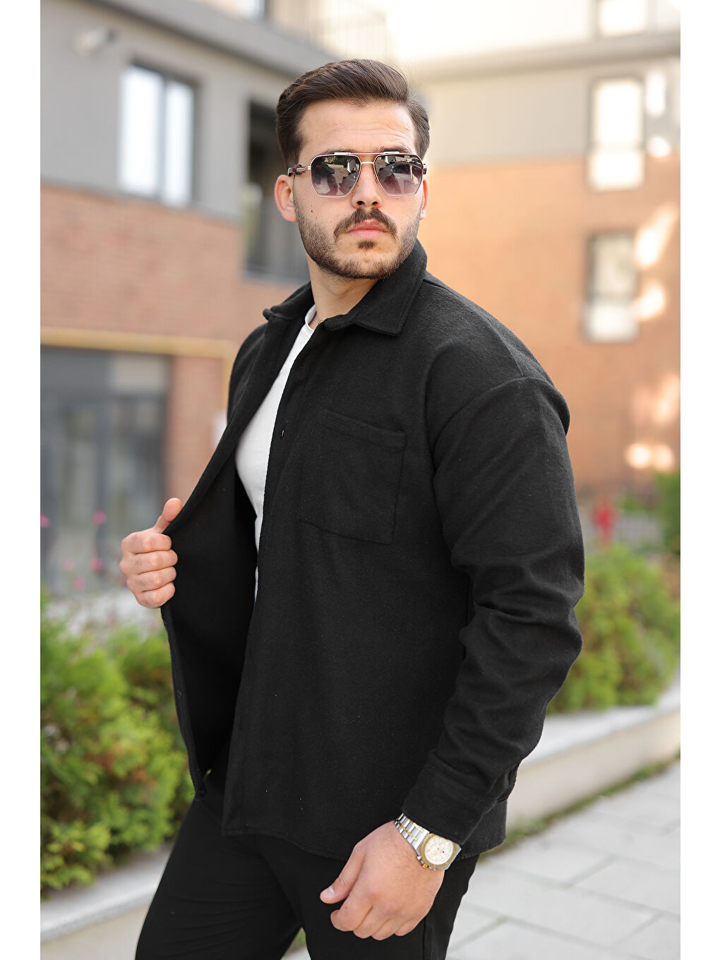 Erkek Kışlık Günlük Basic Oduncu Siyah Kaşe Ceket