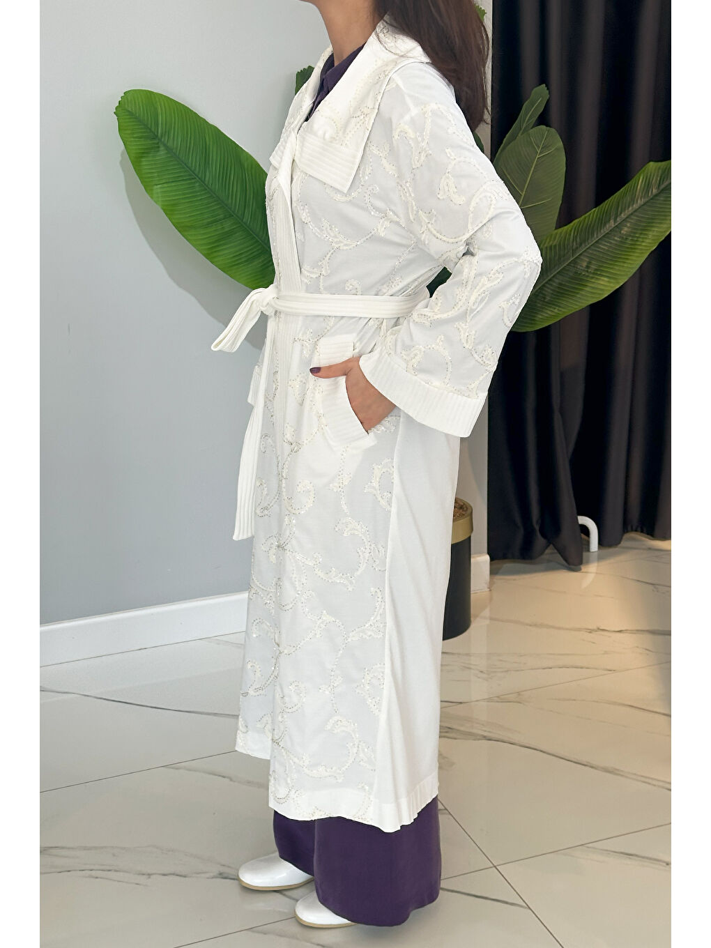 İşleme Detay Kap Ceket 6041 Ekru-2