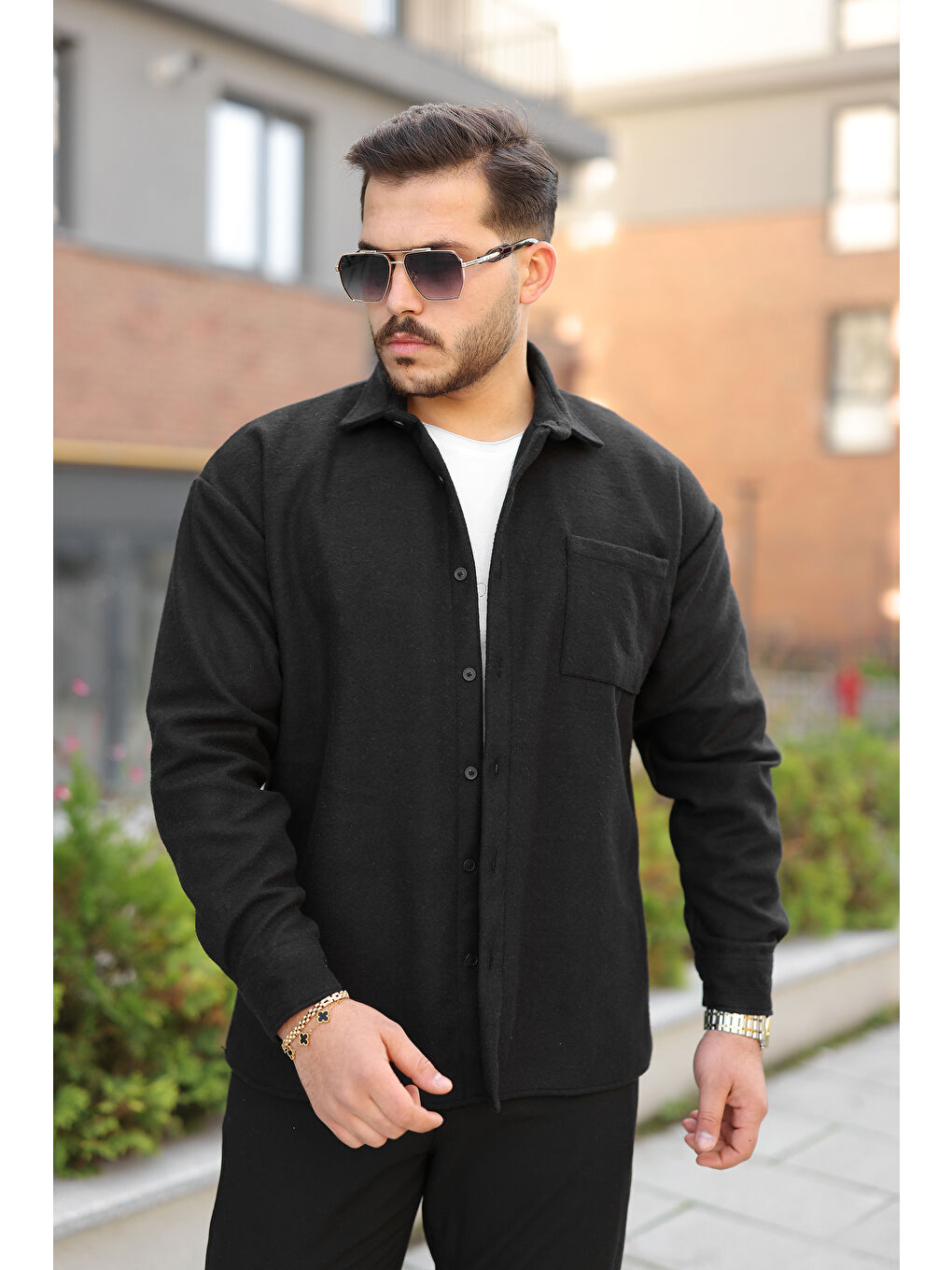 Erkek Kışlık Günlük Basic Oduncu Siyah Kaşe Ceket-1