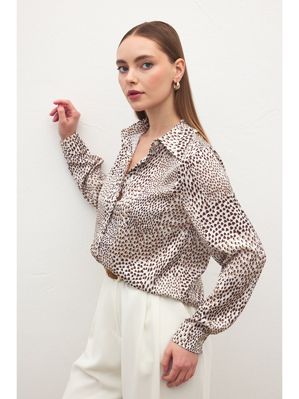 Kahverengi Desenli Klasik Gömlek - Kahve-4