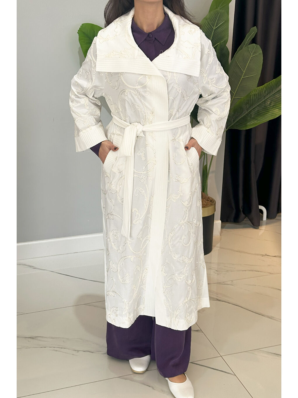 İşleme Detay Kap Ceket 6041 Ekru-4