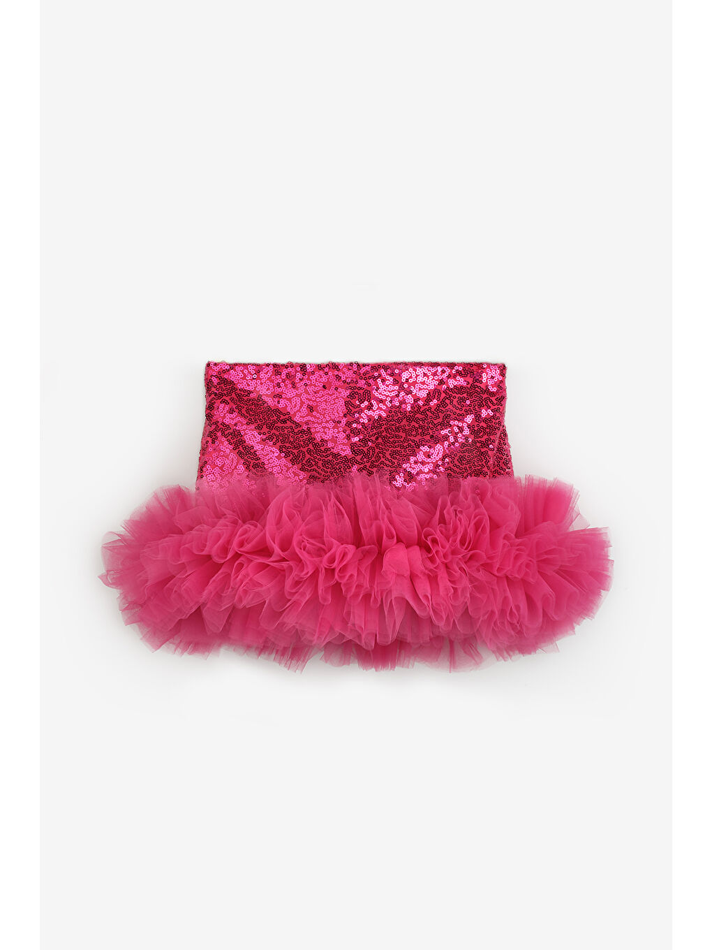 Fuşya Pullu Ucu Tül Detaylı Kız Çocuk Etek - Sheron-3