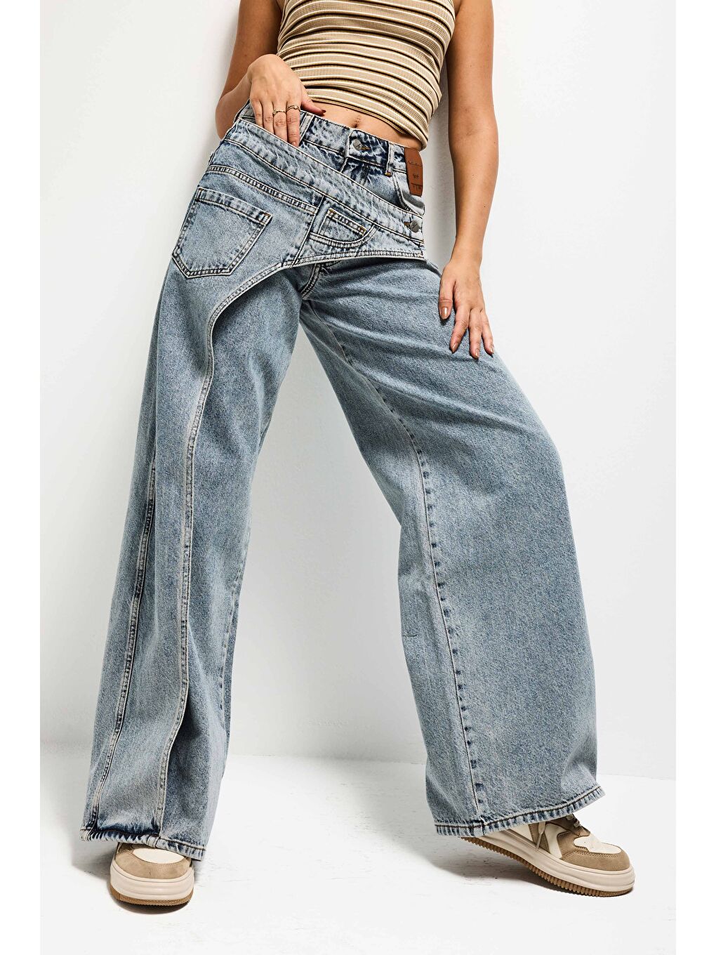 Mavi Kadın T.Kot Rengi Palazzo Fit Çift Kemer Detaylı Özel Tasarım Denim Jean-3