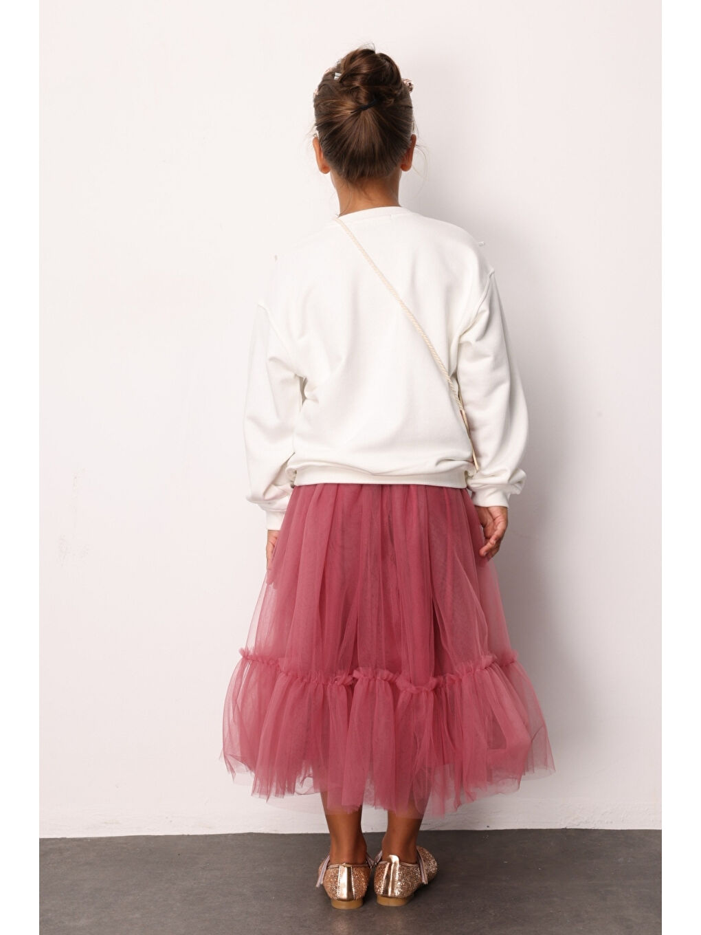 Pembe Gülkurusu Kız Çocuk Uzun Tül Etek - Mindy-2