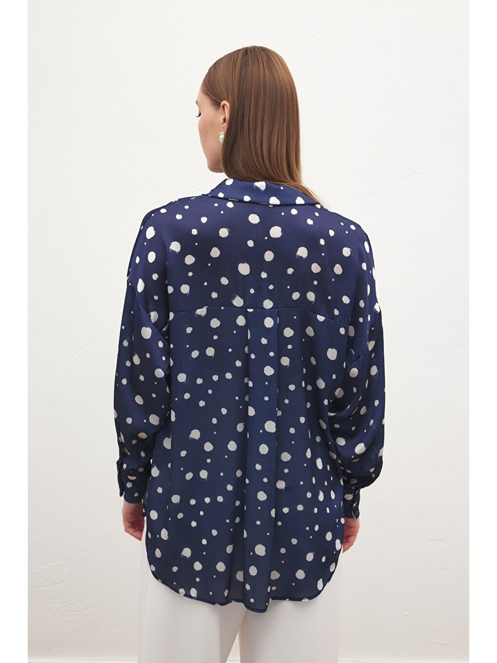 Puantiyeli Gömlek - Lacivert-6