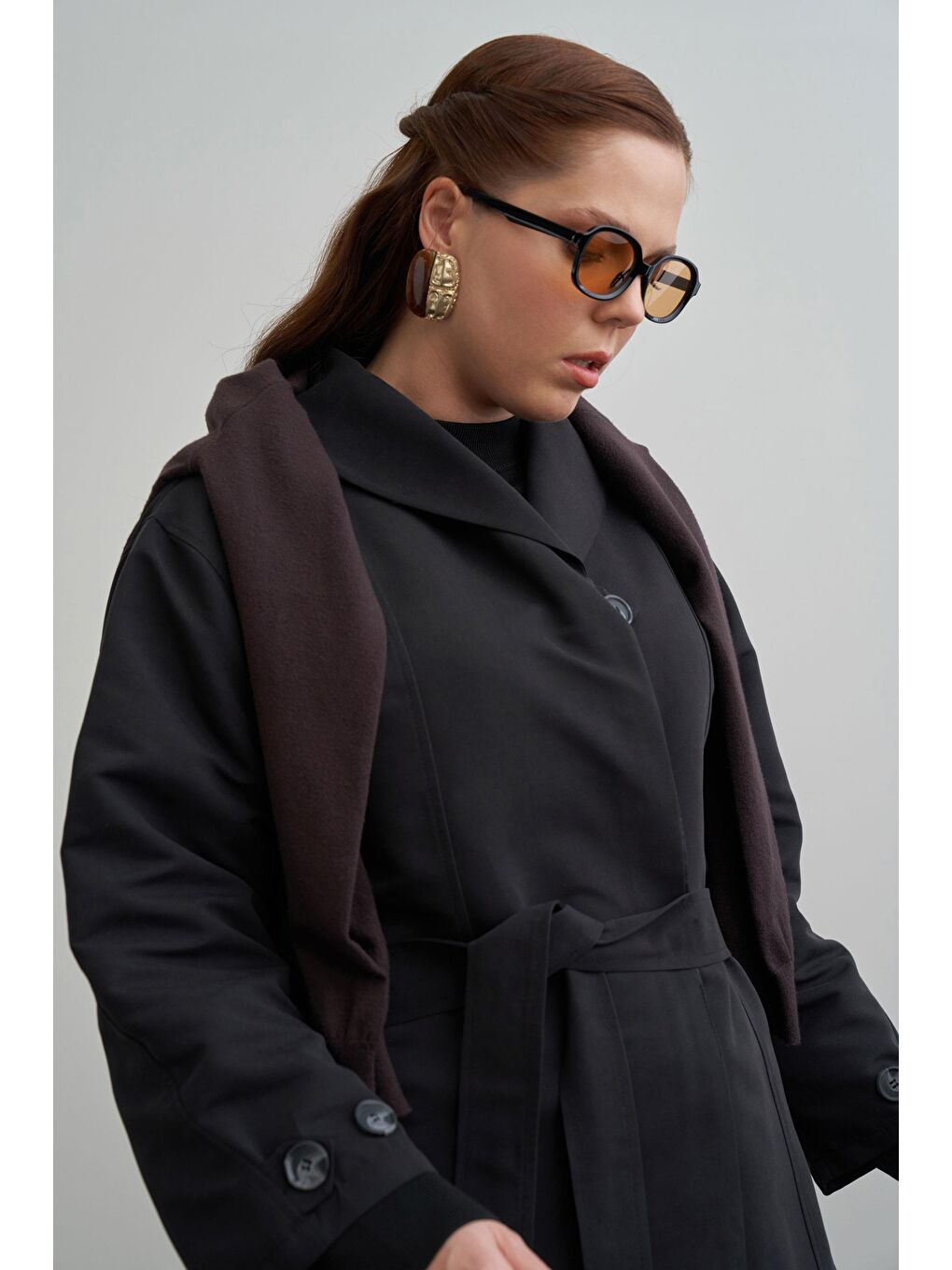 Siyah-Şal Yaka Trençkot-3