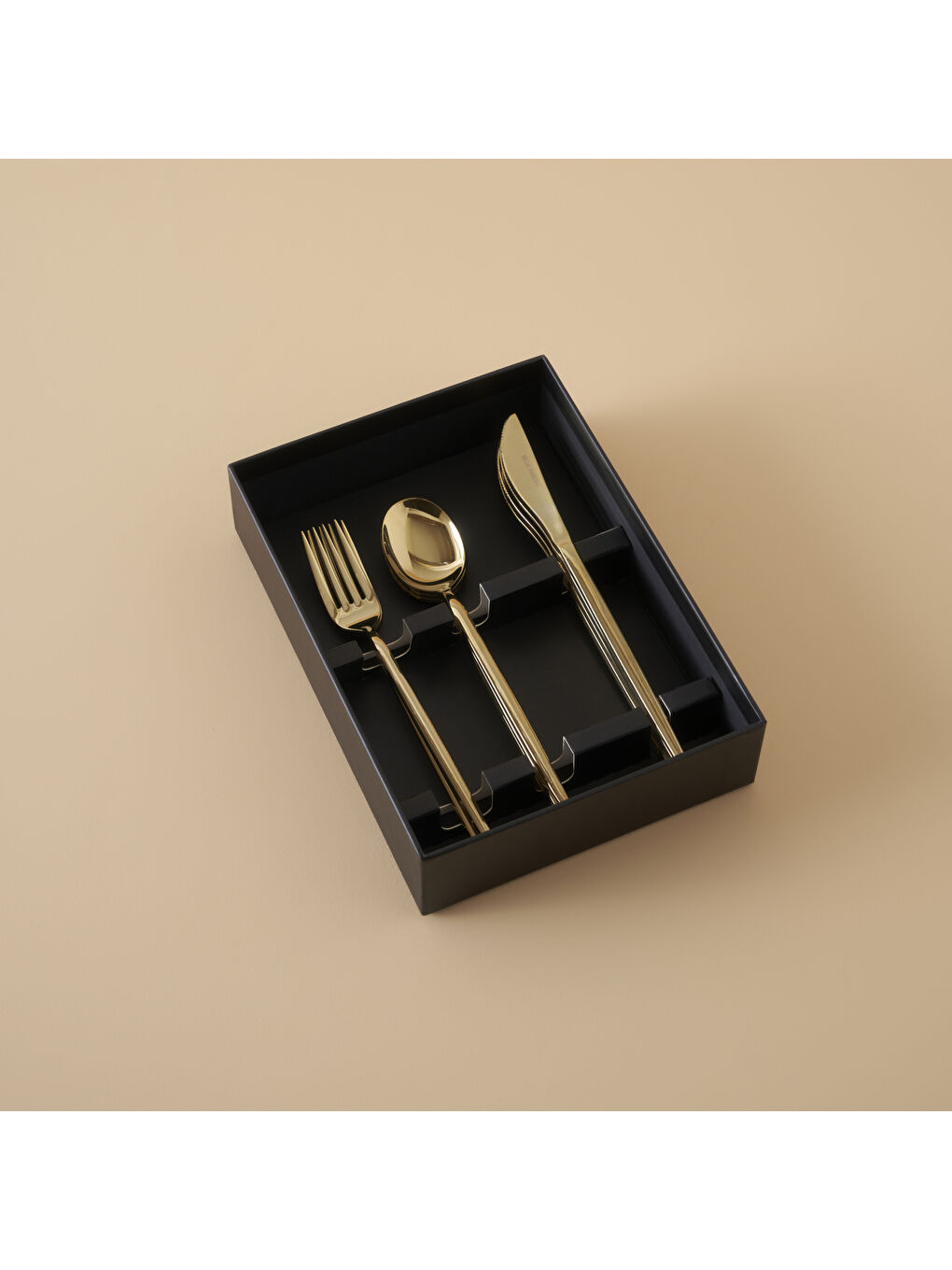 Sarı Siena 18 Parça 6 Kişilik Tatlı Çatal Kaşık Bıçak Seti Gold-2