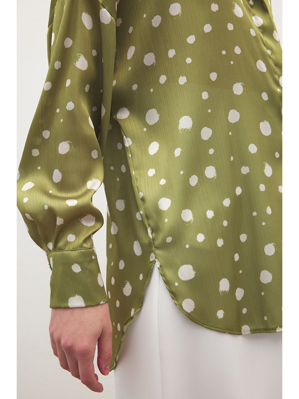 Puantiyeli Gömlek - Yağ Yeşili-6