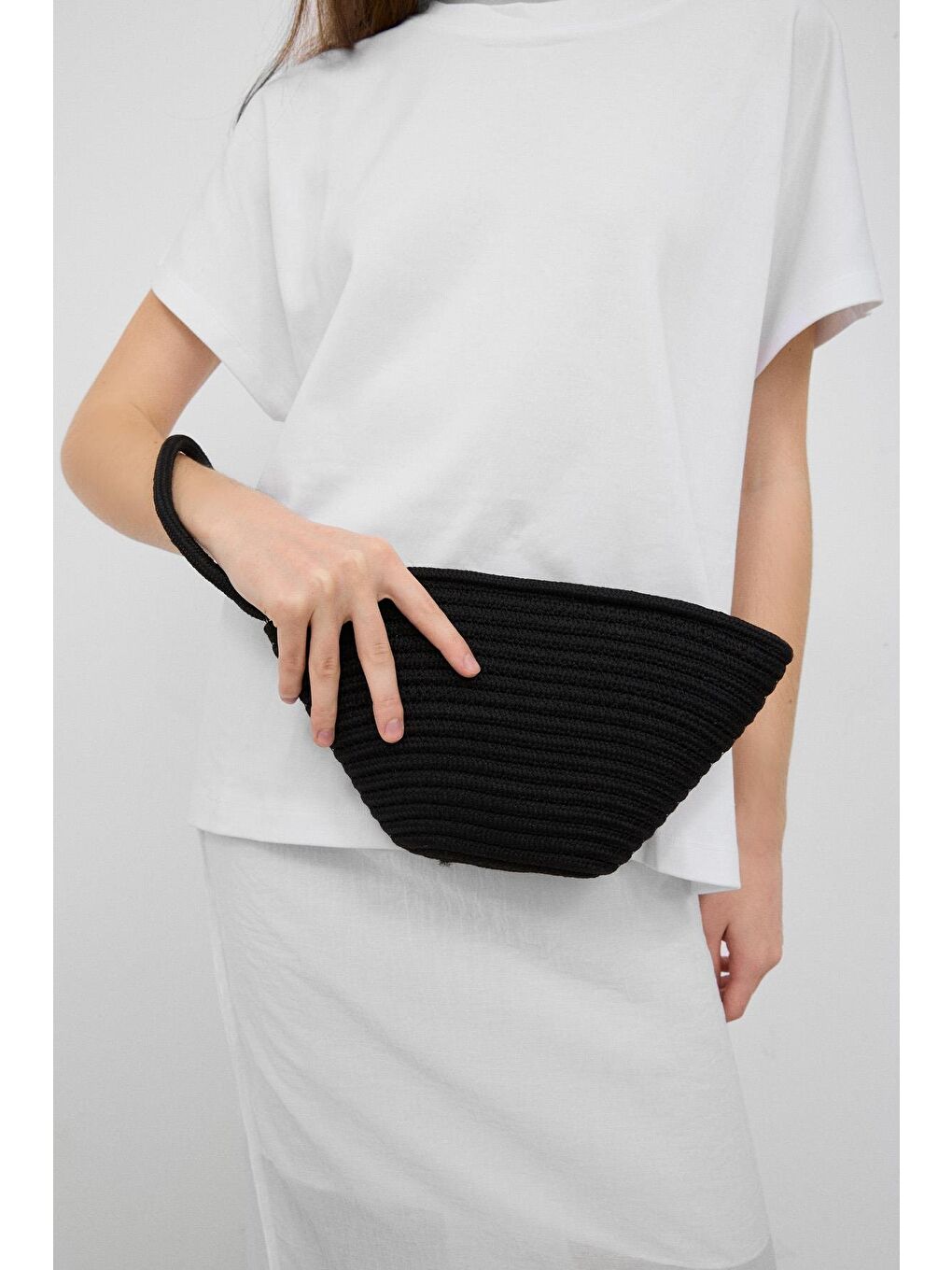 Rome Handmade Hasır Clutch Çanta Siyah-1