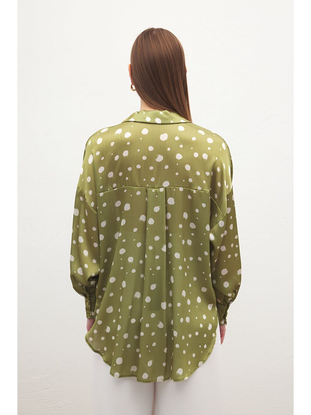 Puantiyeli Gömlek - Yağ Yeşili-7