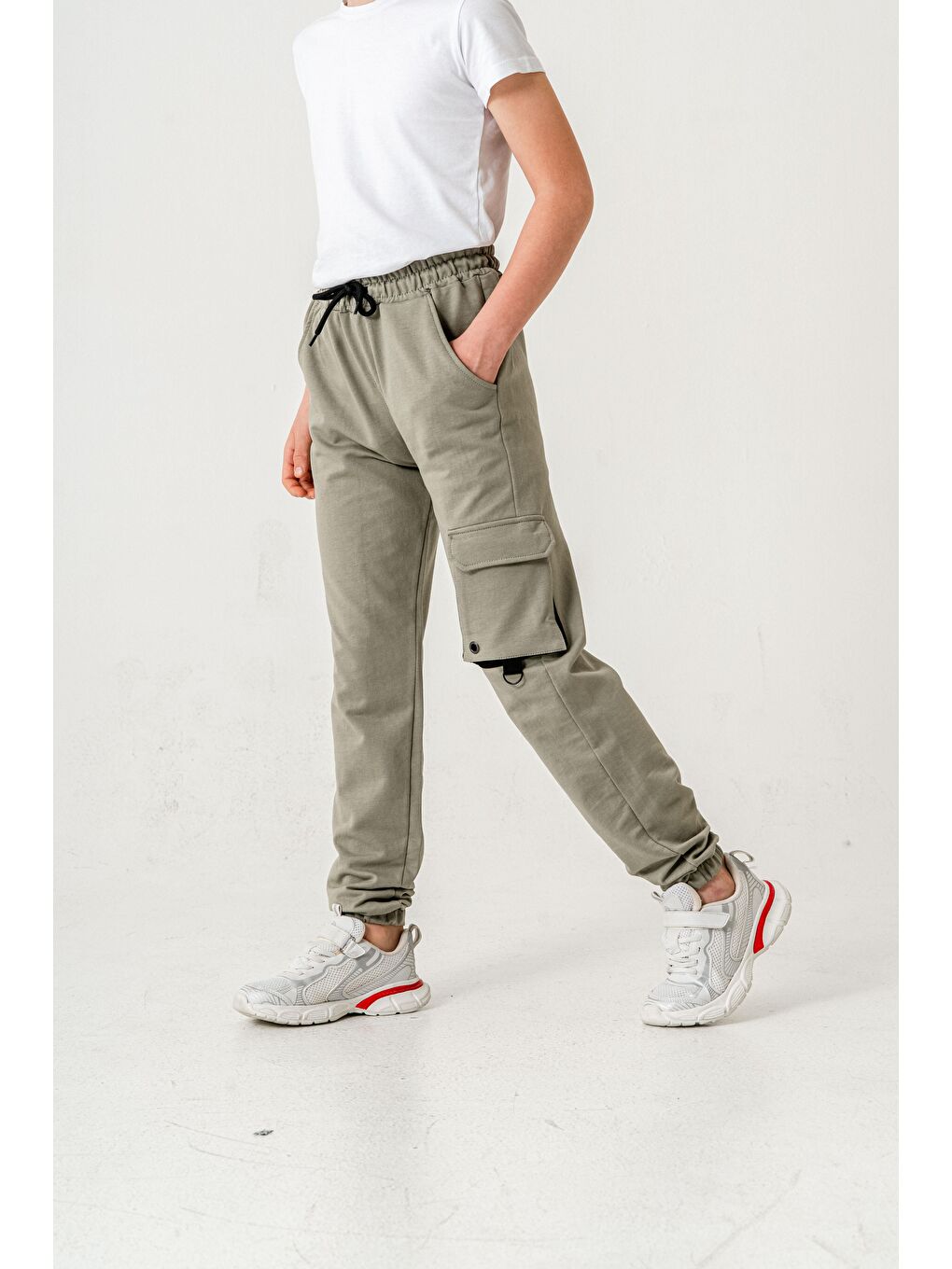 Yeşil Athleisure Baskılı Kargo Cepli Erkek Çocuk Eşofman Altı-3