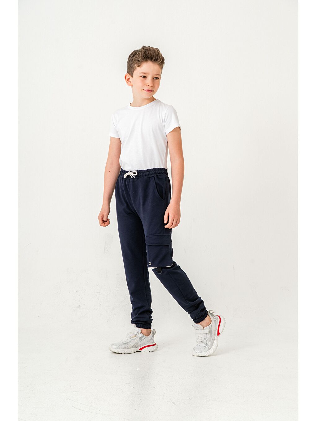 Lacivert Athleisure Baskılı Kargo Cepli Erkek Çocuk Eşofman Altı-1