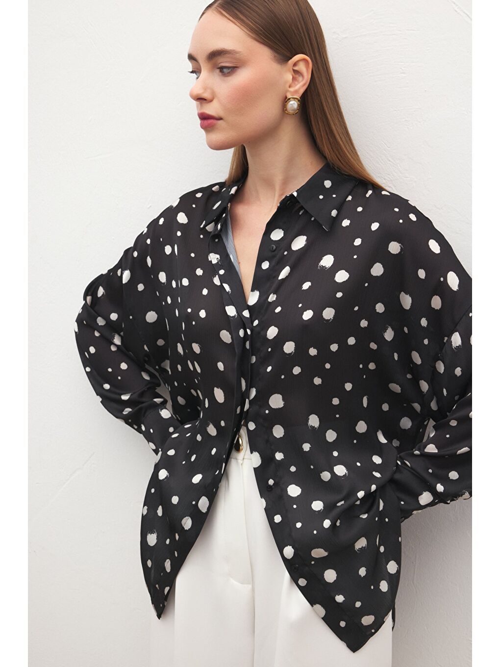 Puantiyeli Gömlek - Siyah-1
