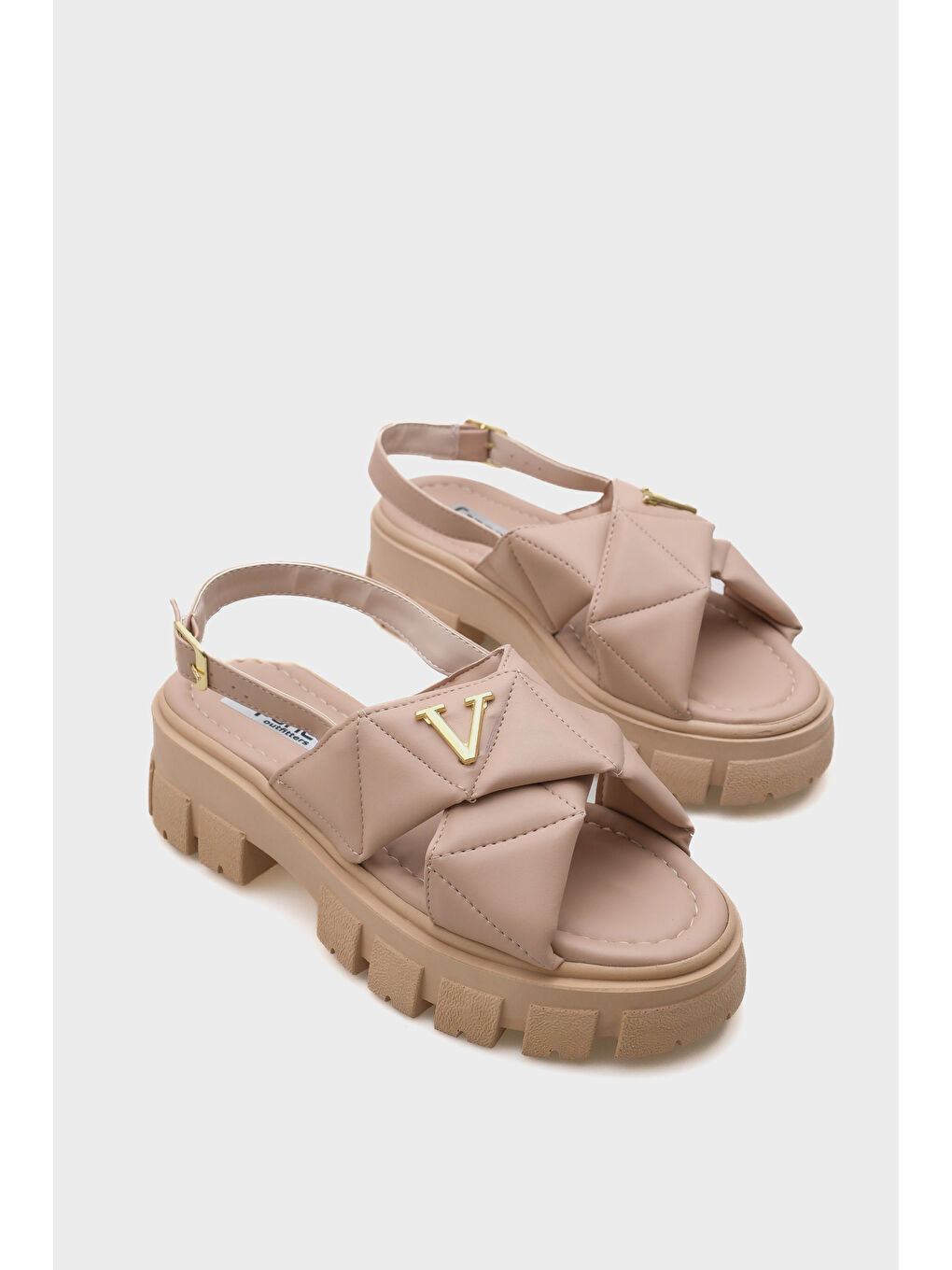 Bej Chiquita Kalın Tabanlı Bilekten Bantlı Konfor Tabanlı Kadın Sandalet-1