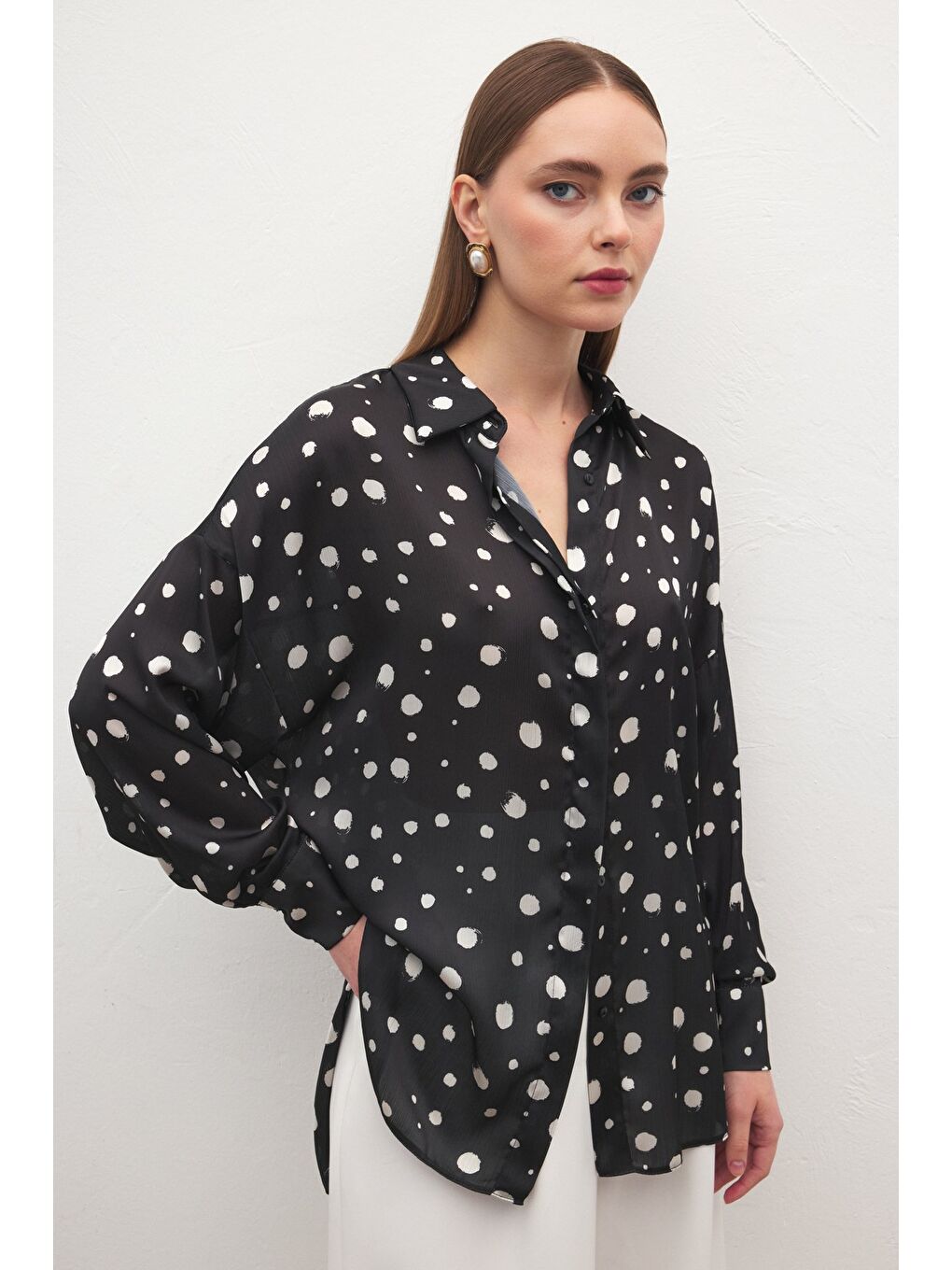 Puantiyeli Gömlek - Siyah-2