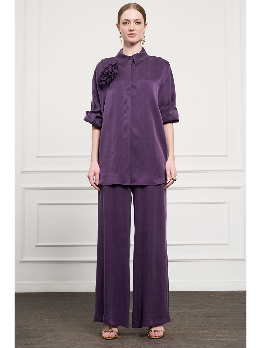 Gül Aksesuar Detay Takım 1064 Mor